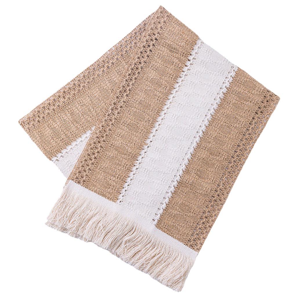Cotton Linen Macrame Table Runner Tassels Braided for Party Farmhouse Home 30x280cm