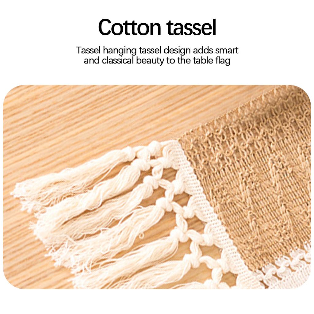 Macrame Table Runner Cream Beige Hollow Tassels for Home for Boho Party 11.8×70.9inch