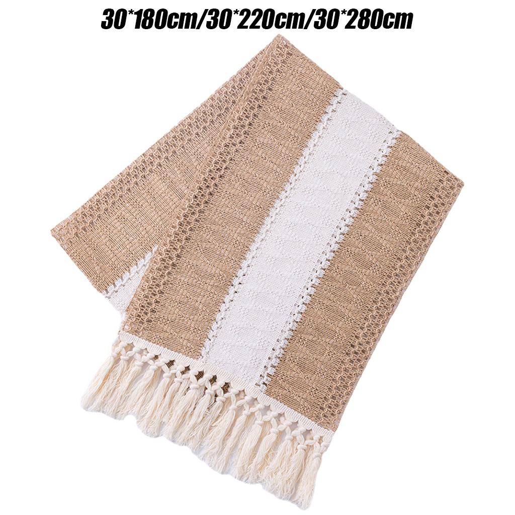 Macrame Table Runner Cream Beige Hollow Tassels for Home for Boho Party 11.8×70.9inch