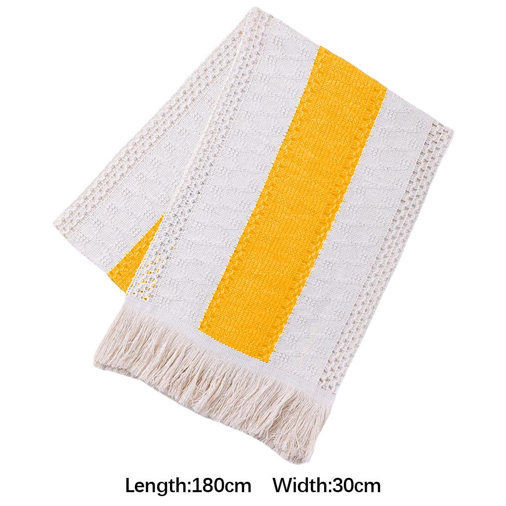 Macrame Table Runner Rustic Style Hollow Tassels Woven for Bohemian Dining yellow11.8×70.9inch