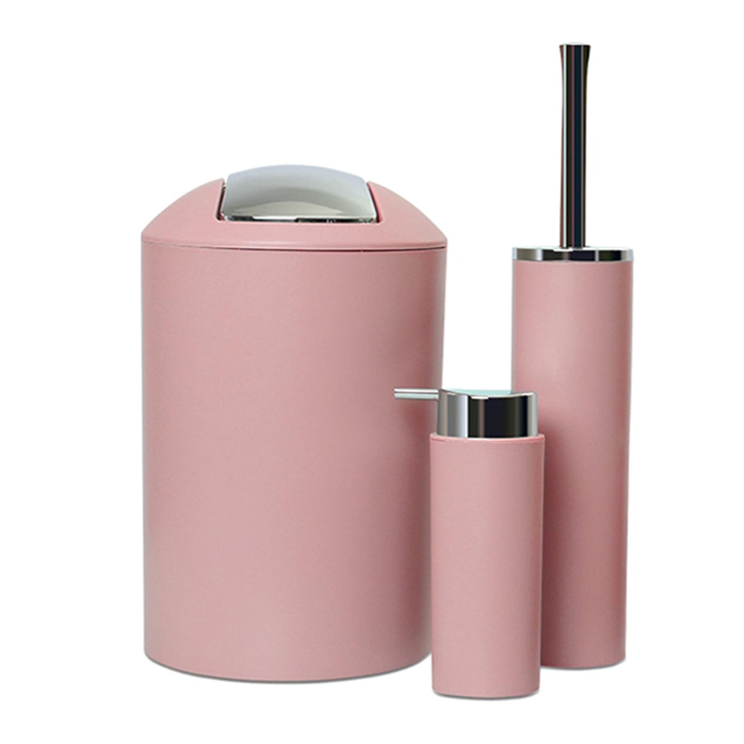 6x Bathroom Accessories Set Tumbler Toothbrush Holder Lotion Dispenser Pink