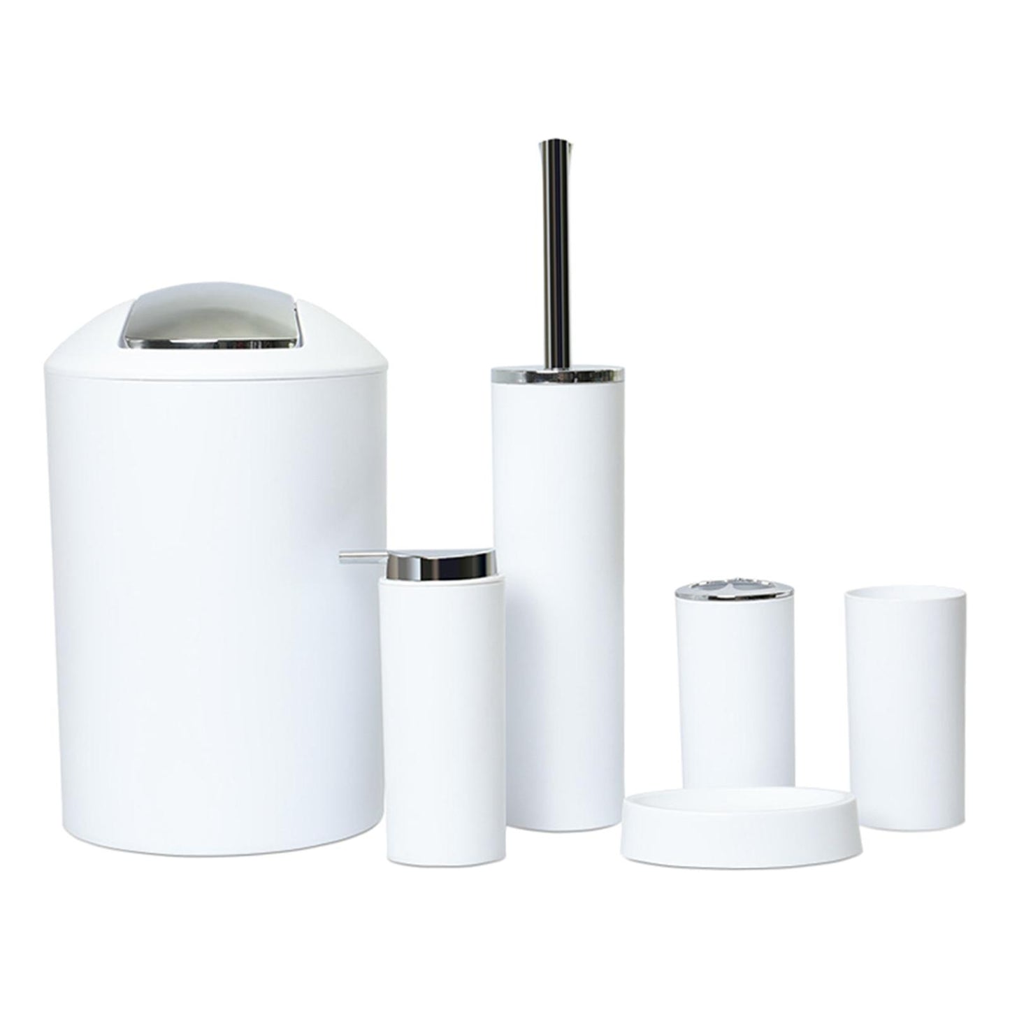 6x Bathroom Accessories Set Tumbler Toothbrush Holder Lotion Dispenser White