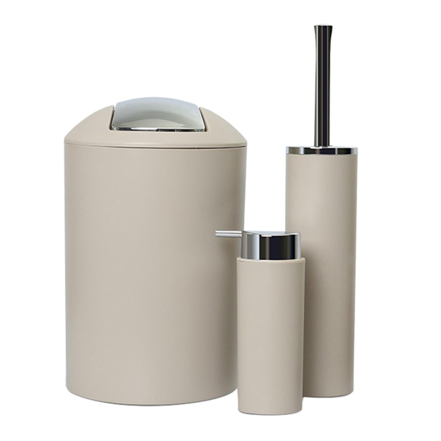 6x Bathroom Accessories Set Tumbler Toothbrush Holder Lotion Dispenser Beige