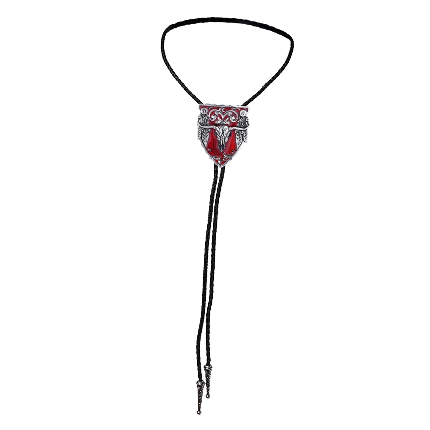 Mens Bolo Tie Necklace Pendant Fancy Charm Jewelry Fashion Accessory Red
