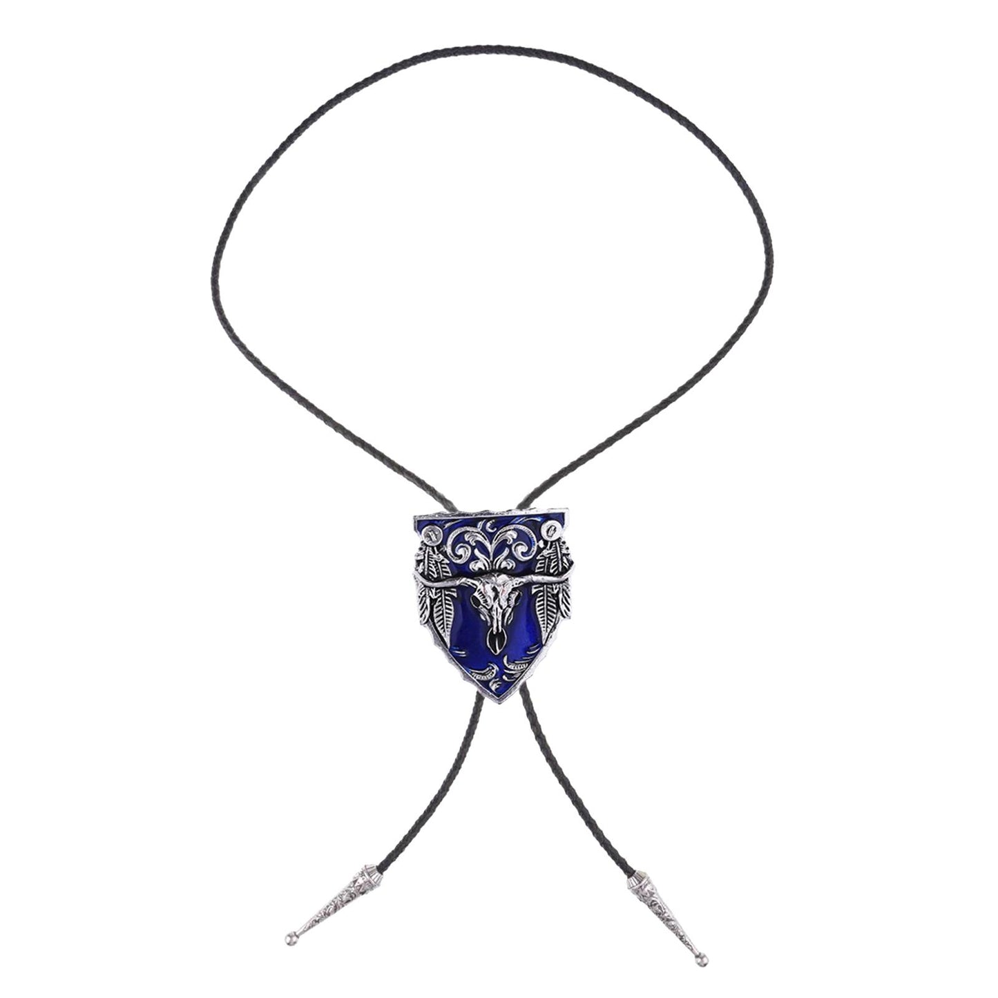 Mens Bolo Tie Necklace Pendant Fancy Charm Jewelry Fashion Accessory Blue