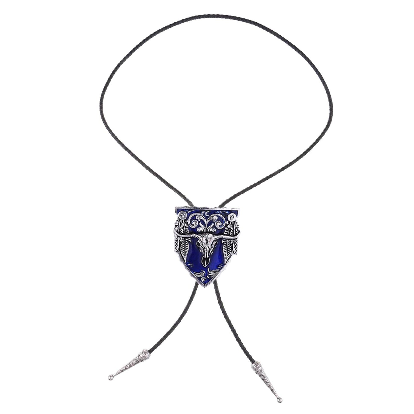 Mens Bolo Tie Necklace Pendant Fancy Charm Jewelry Fashion Accessory Blue