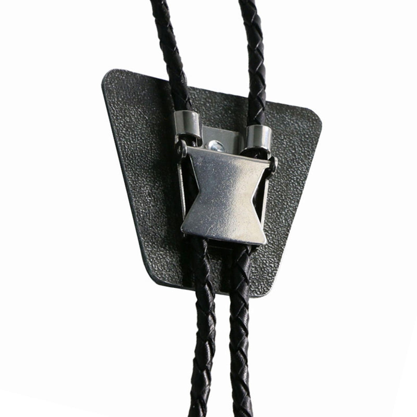 Vintage Bolo Tie Necktie Pendant Braided Leather Rope Necklace Western Rodeo