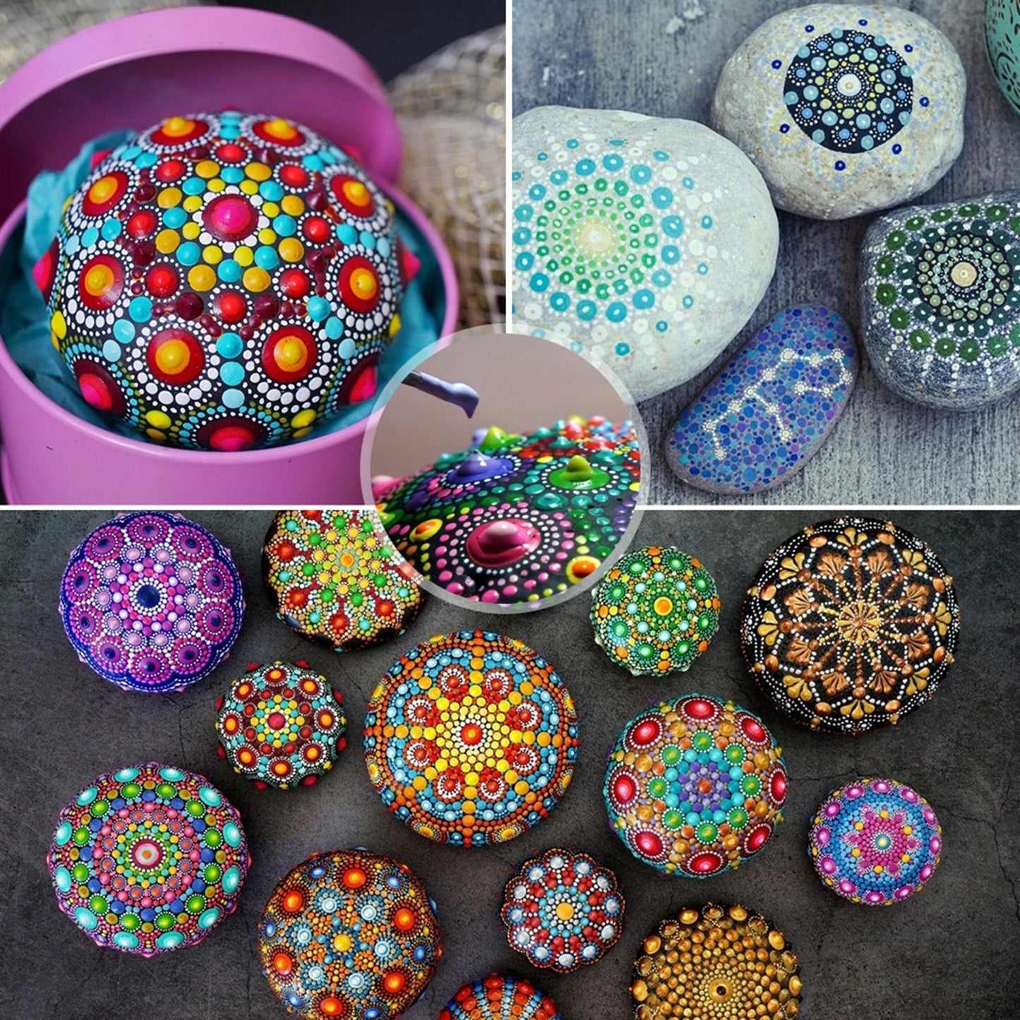 47Pcs Mandala Dotting Tools Art For Rock Painting Kit Dot Pen Paint Stencil