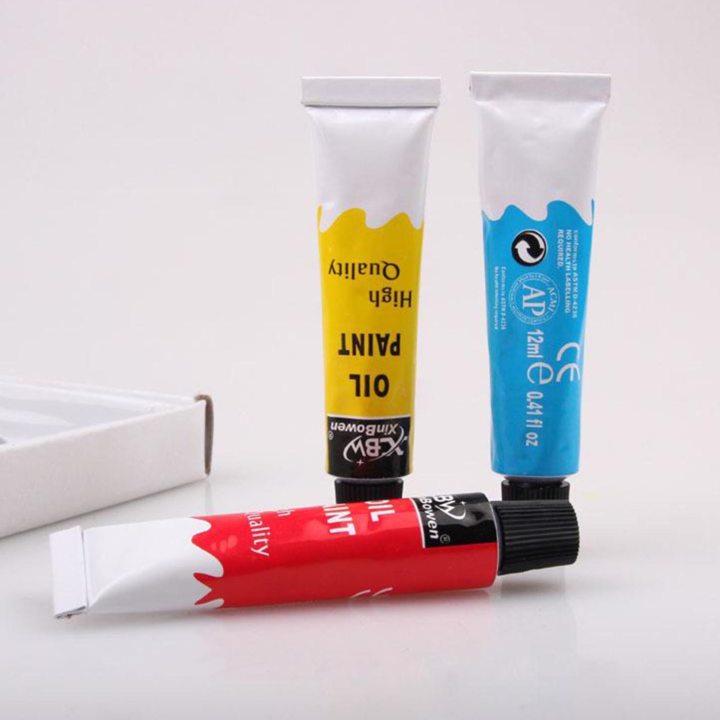 Premium 12ml Oil Paints Tubes Set Paint Pigment Canvas Landscape Brush Tools