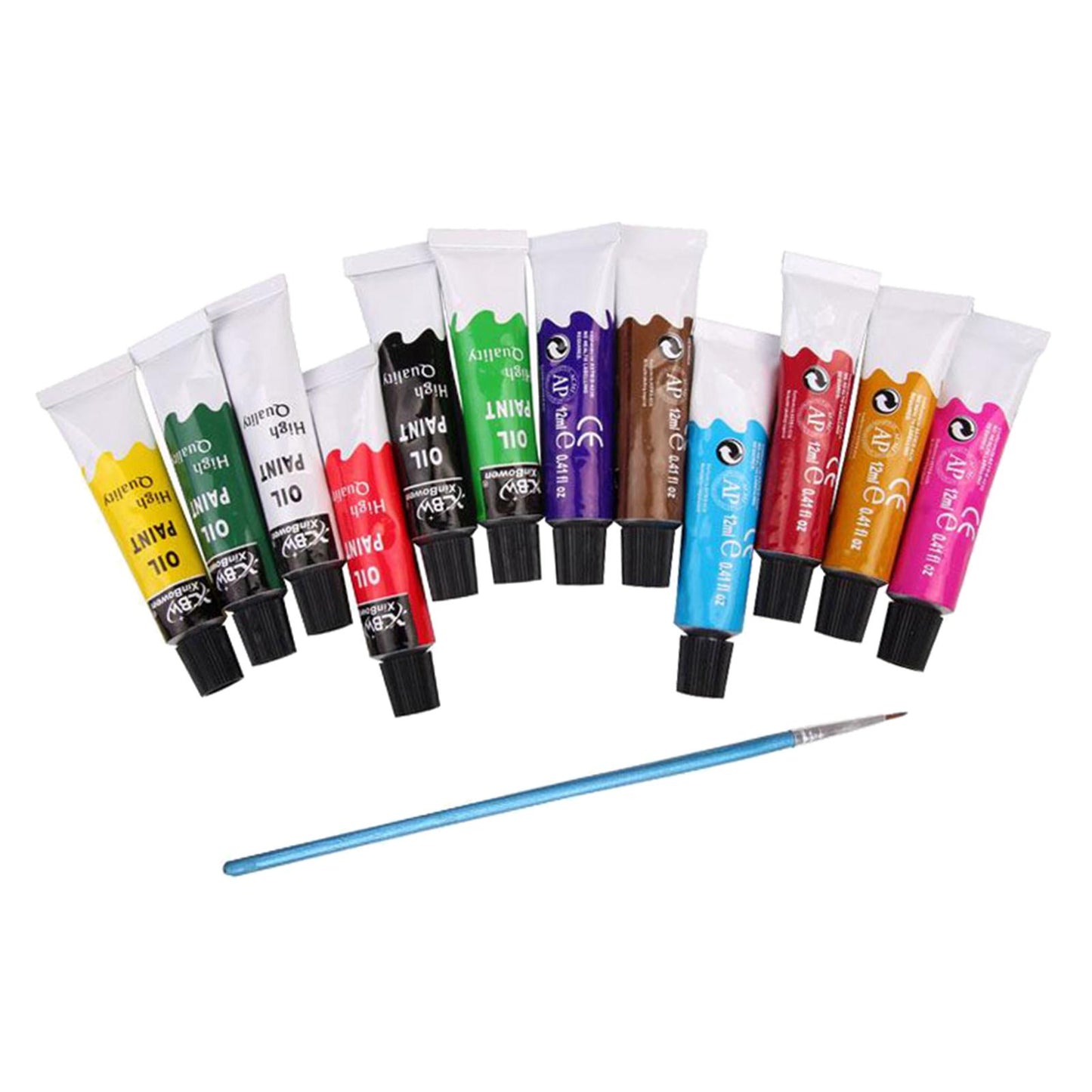 Premium 12ml Oil Paints Tubes Set Paint Pigment Canvas Landscape Brush Tools