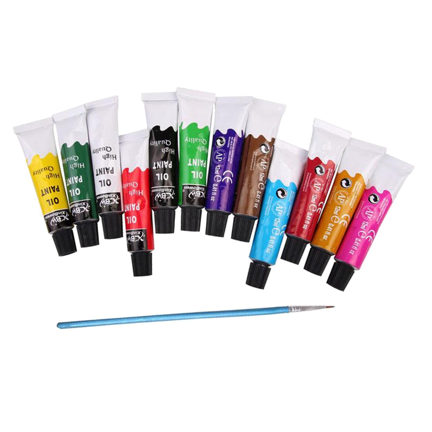 Premium 12ml Oil Paints Tubes Set Paint Pigment Canvas Landscape Brush Tools