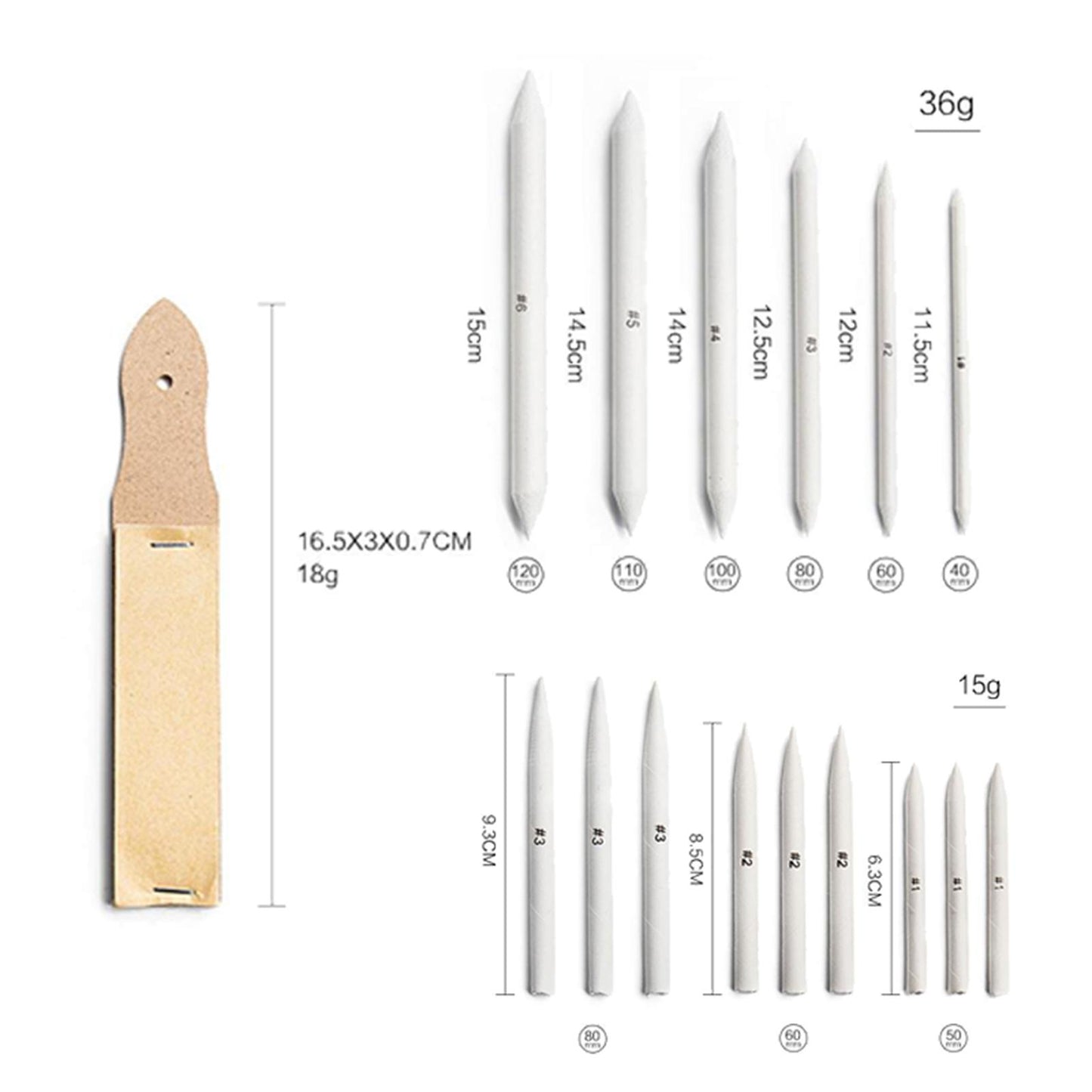 16Pack Blending Stumps Smudge Tortillon Sketch Art Drawing Tool Pastel