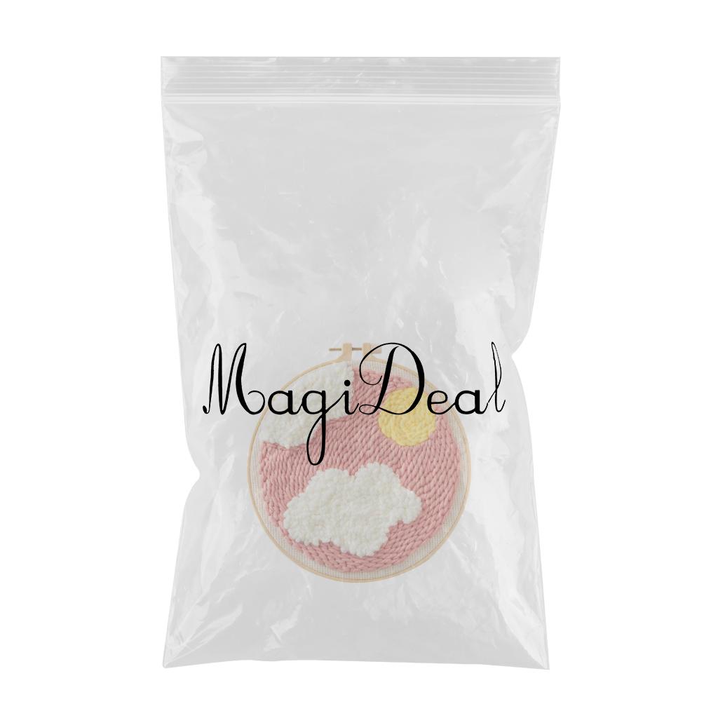 Moon Star Punch Needle Kit Soft Yarn DIY Needlework Embroidery Craft B