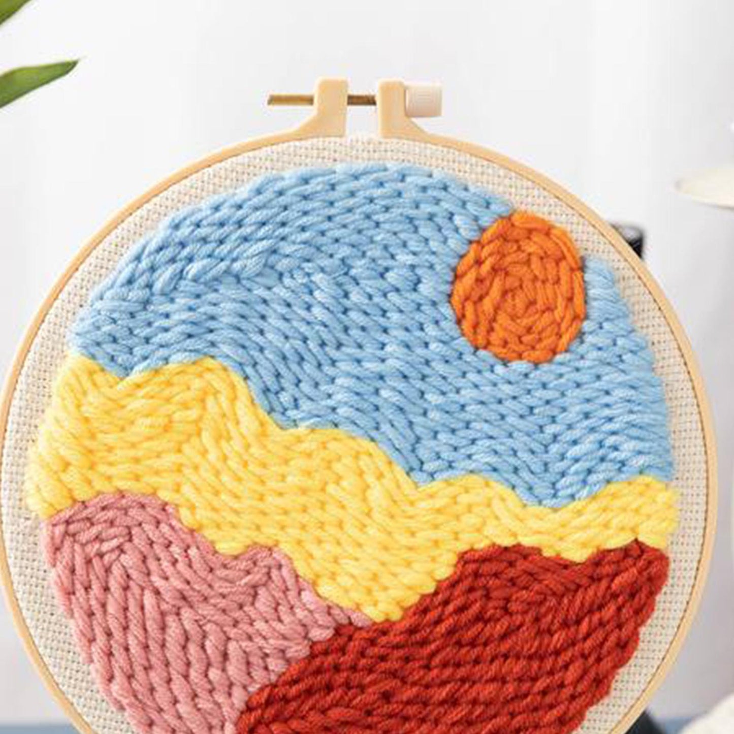 Moon Star Punch Needle Kit Soft Yarn DIY Needlework Embroidery Craft C