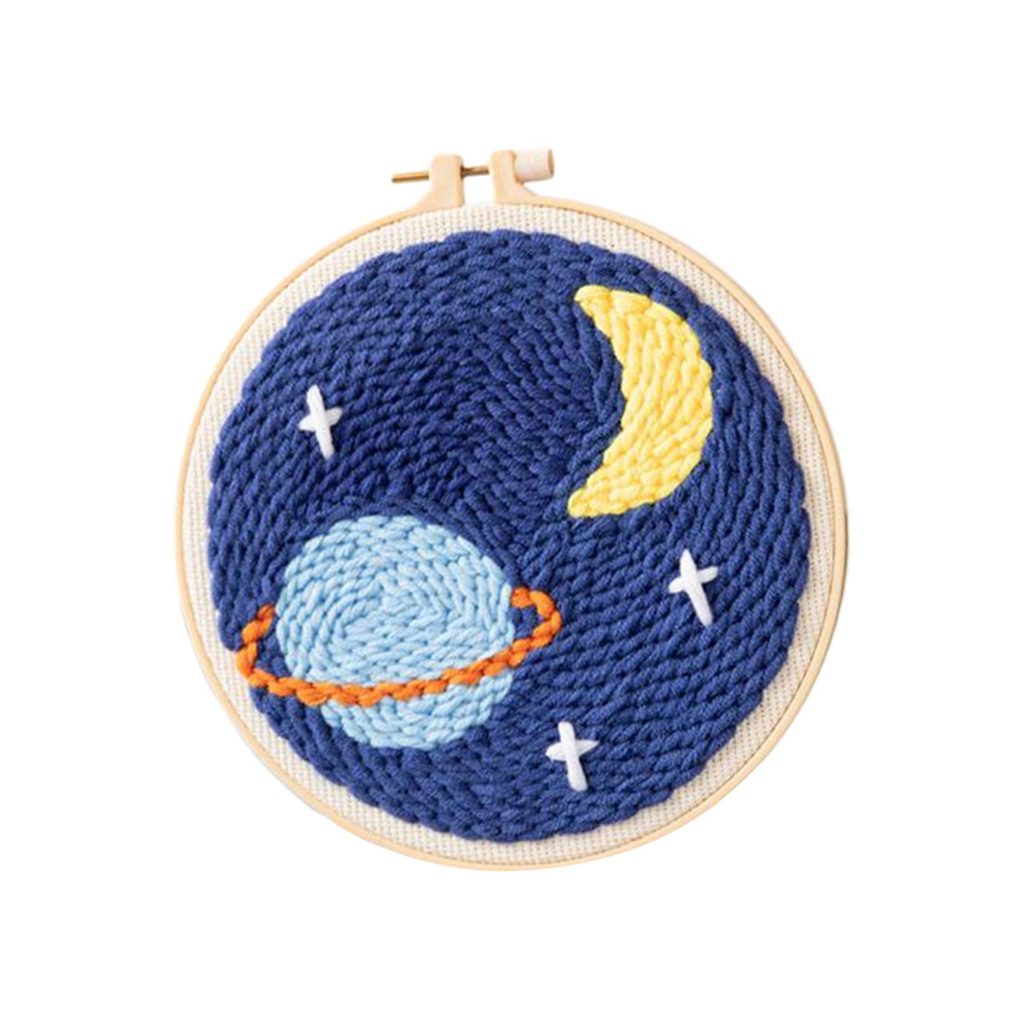 Moon Star Punch Needle Kit Soft Yarn DIY Needlework Embroidery Craft F