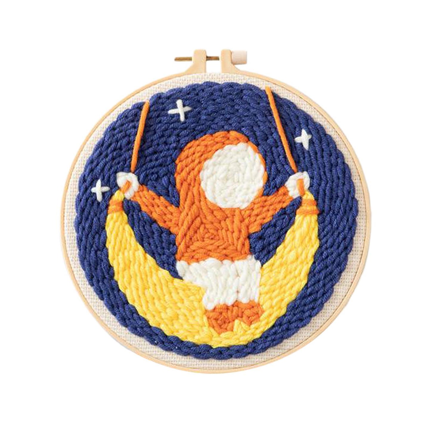 Moon Star Punch Needle Kit Soft Yarn DIY Needlework Embroidery Craft G