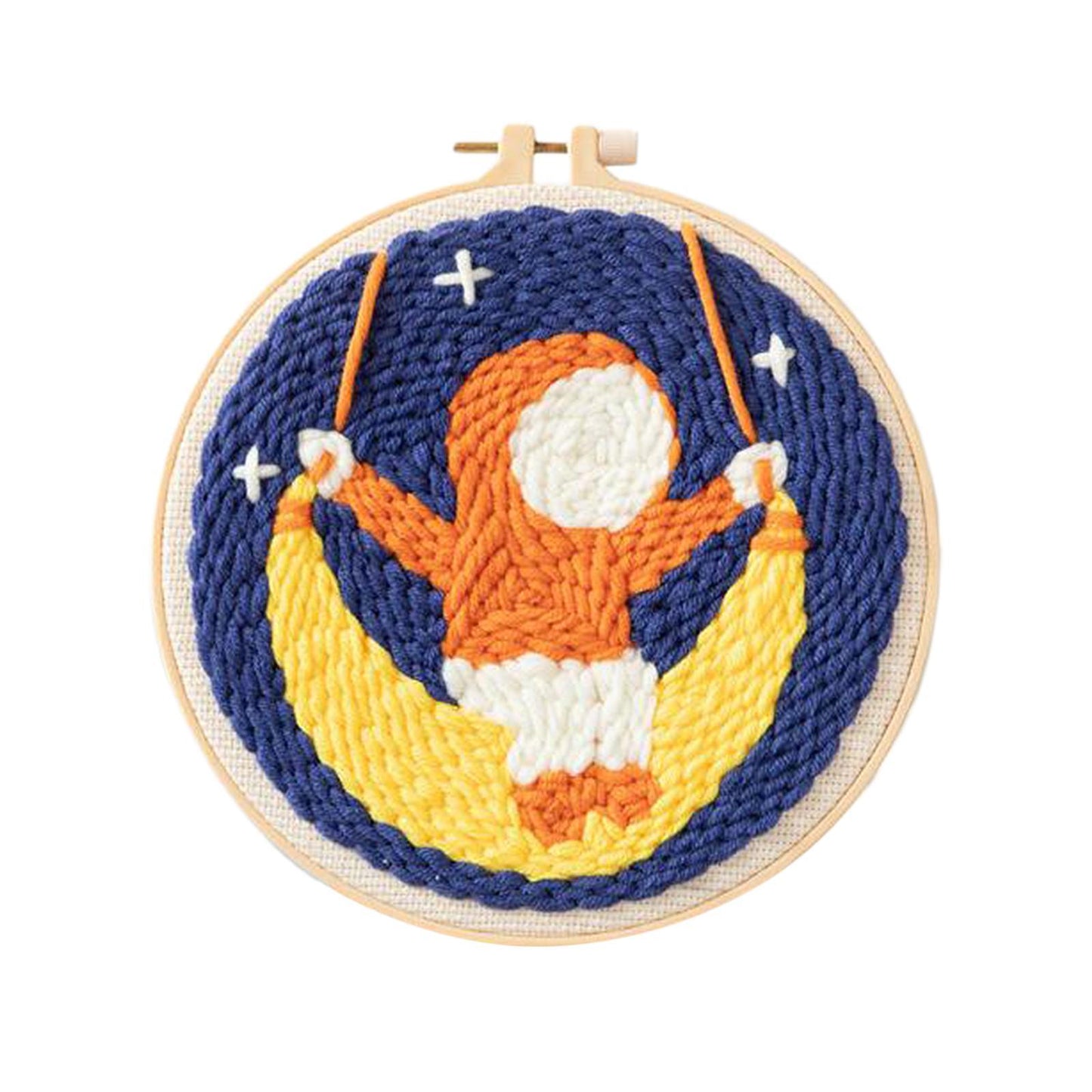 Moon Star Punch Needle Kit Soft Yarn DIY Needlework Embroidery Craft G