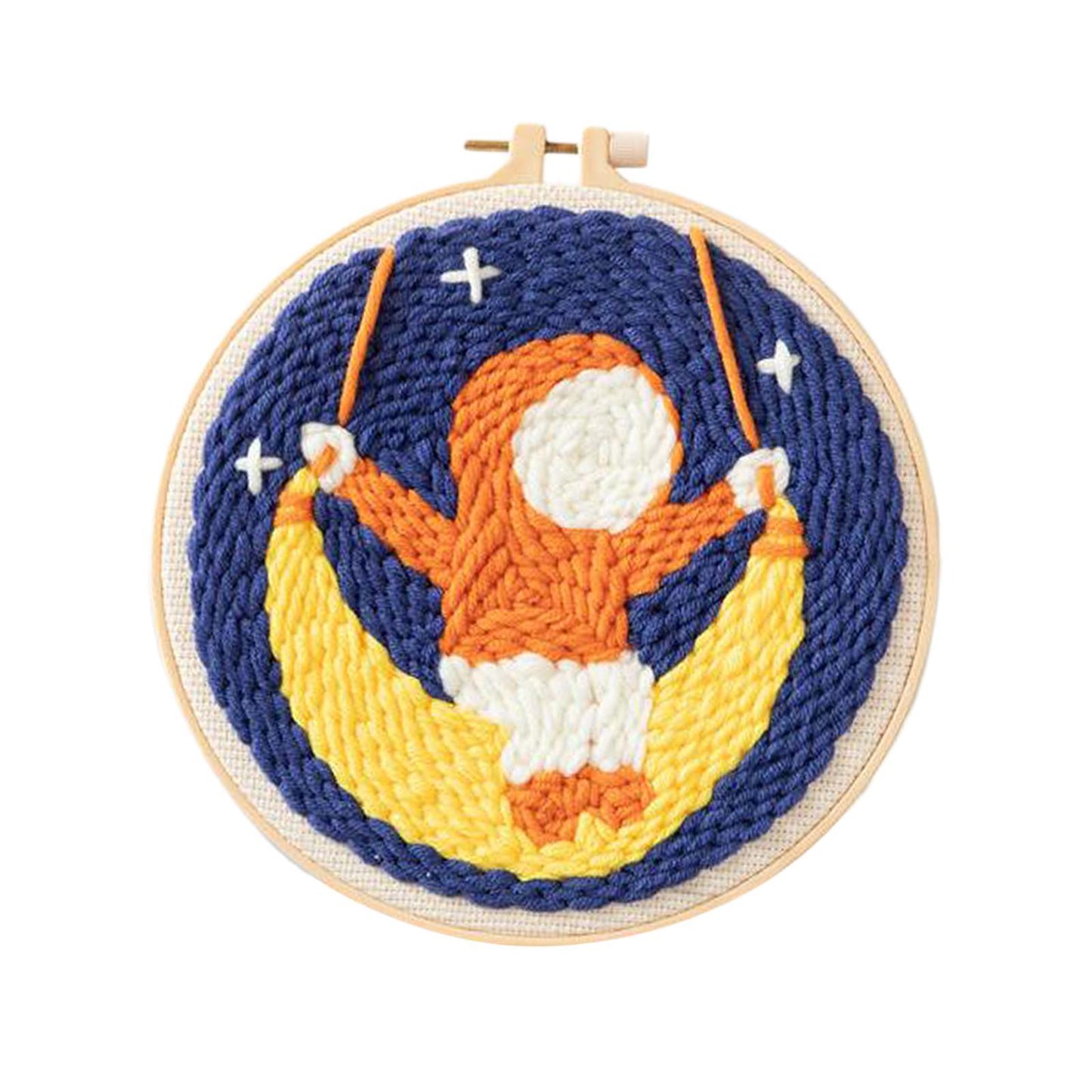 Moon Star Punch Needle Kit Soft Yarn DIY Needlework Embroidery Craft G