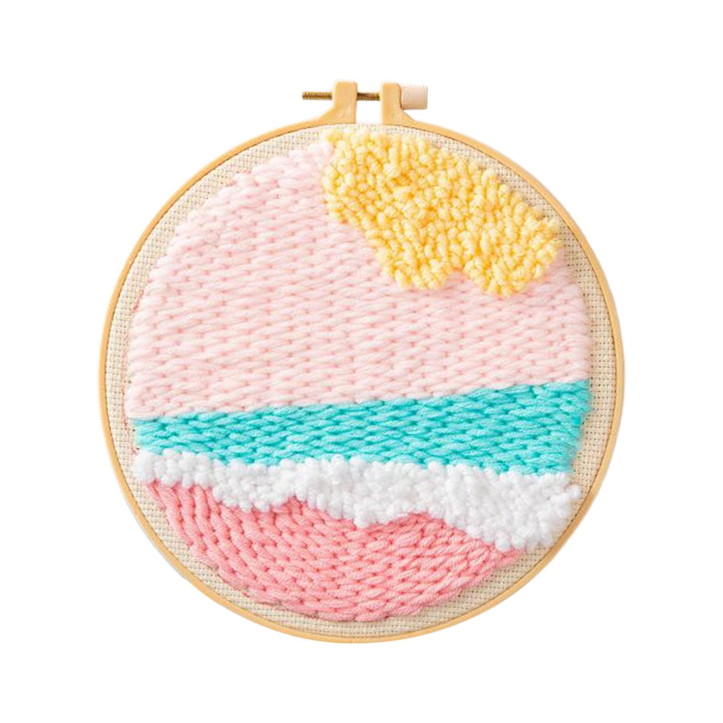 Moon Star Punch Needle Kit Soft Yarn DIY Needlework Embroidery Craft H