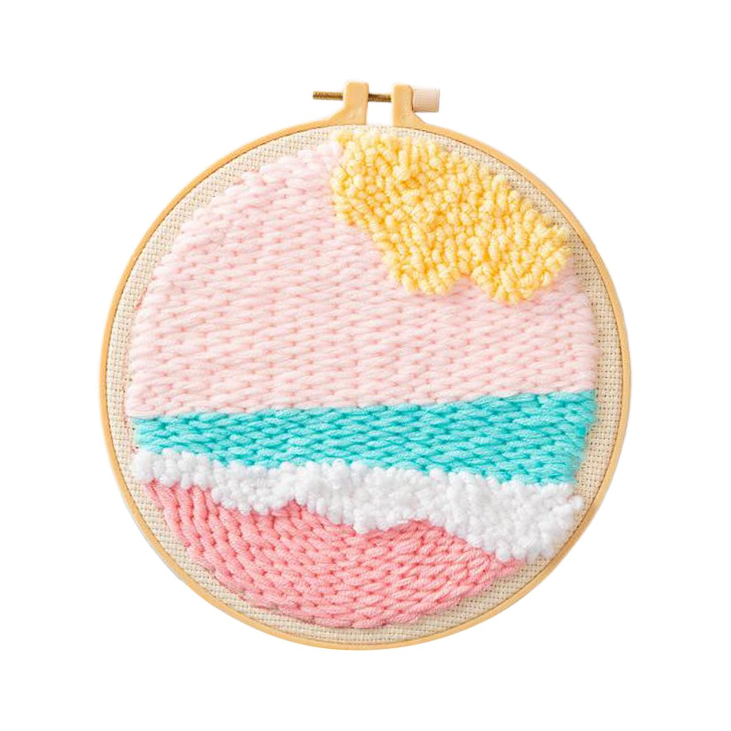 Moon Star Punch Needle Kit Soft Yarn DIY Needlework Embroidery Craft H