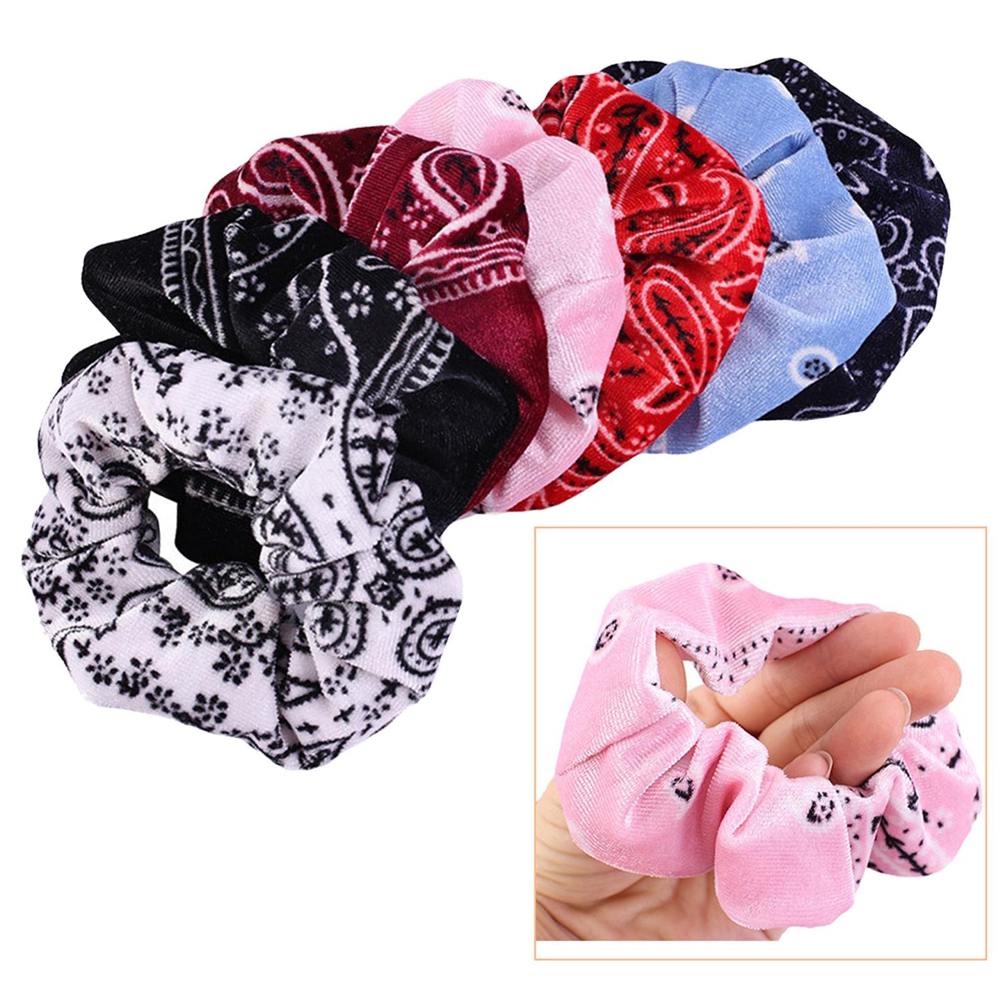 5pcs VELVET HAIR SCRUNCHIES ELASTIC SCRUNCHY HAIR BANDS TIE ROPES Red