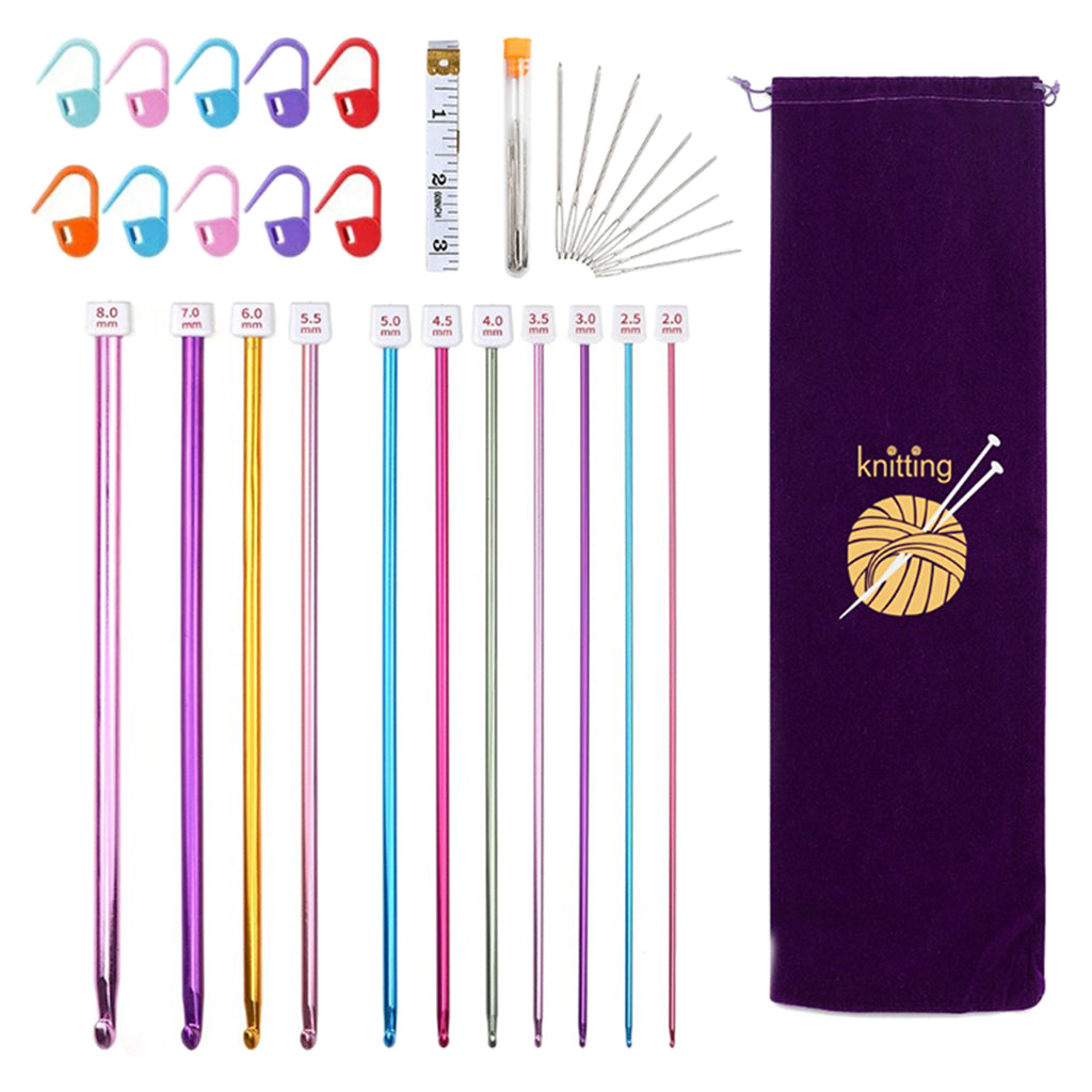 32x Stainless Crochet Hooks Needles Knitting Set Weave Craft Yarn Multicolor