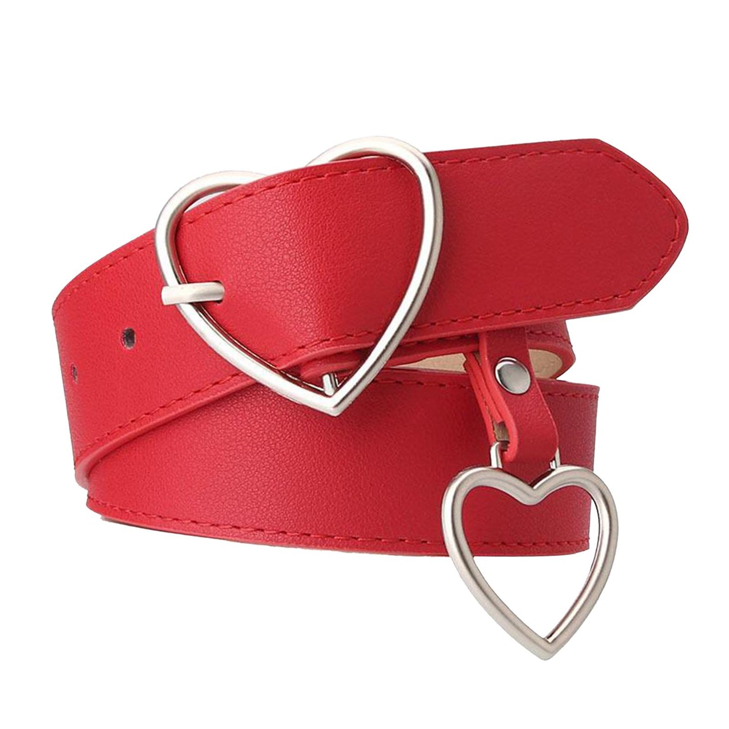 Heart Shape Women Belts Leather Waist Band Jeans Pants Dress Belts Red