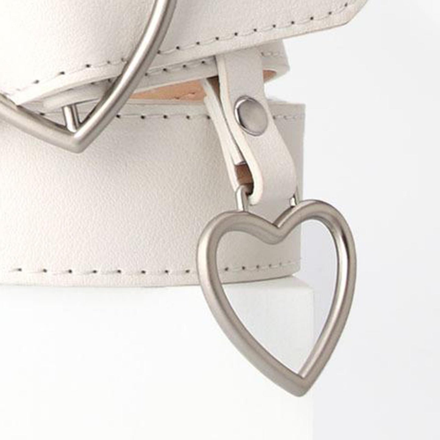 Heart Shape Women Belts Leather Waist Band Jeans Pants Dress Belts White