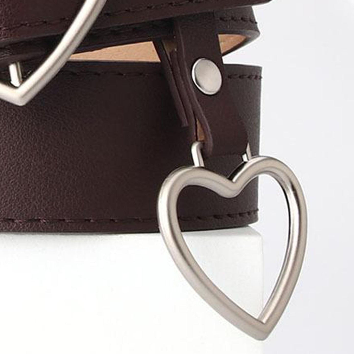 Heart Shape Women Belts Leather Waist Band Jeans Pants Dress Belts Coffee