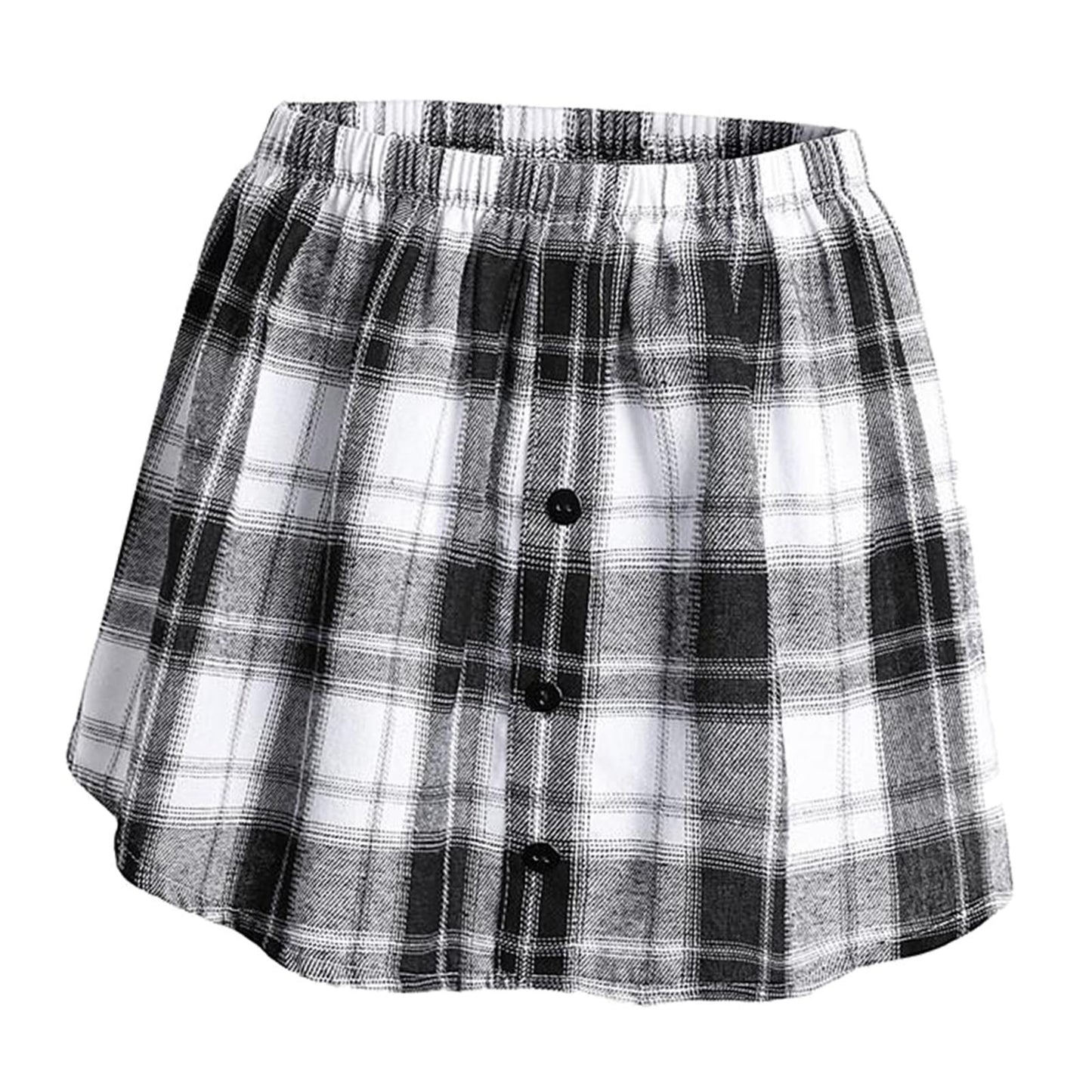 Plaid Half Skirt Girls T-Shirt Hoodies False Bottom Extender Down White