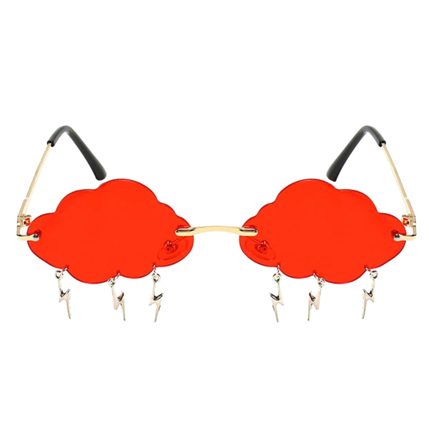 Cloud Sunglasses Lightning Tassel Pendants Colored Lens Eyewear Red