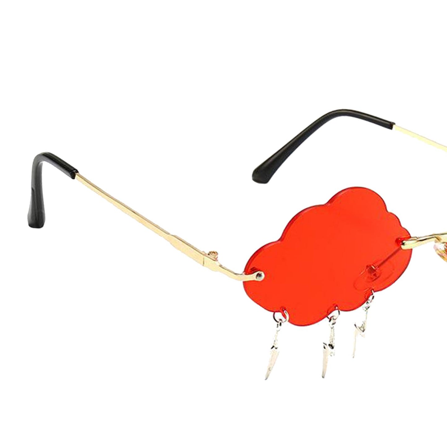 Cloud Sunglasses Lightning Tassel Pendants Colored Lens Eyewear Red