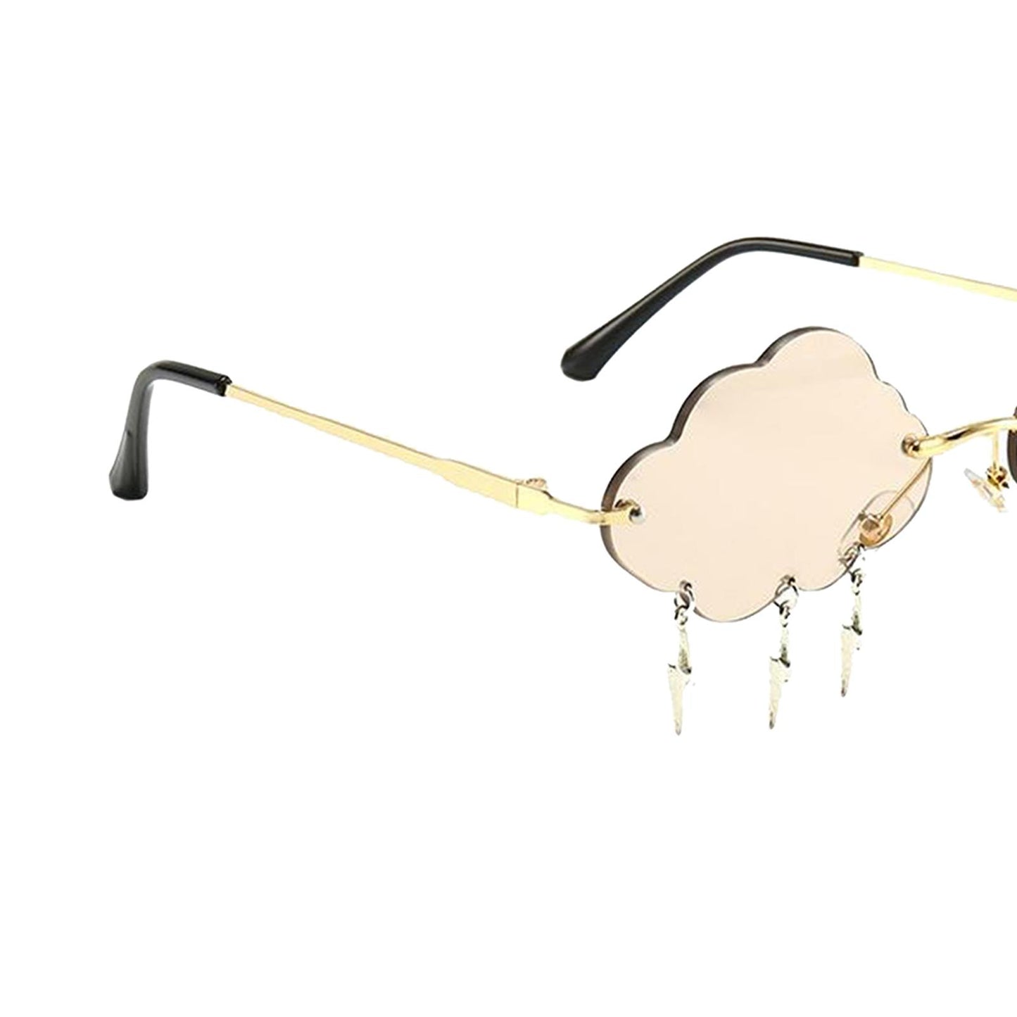 Cloud Sunglasses Lightning Tassel Pendants Colored Lens Eyewear Champagne