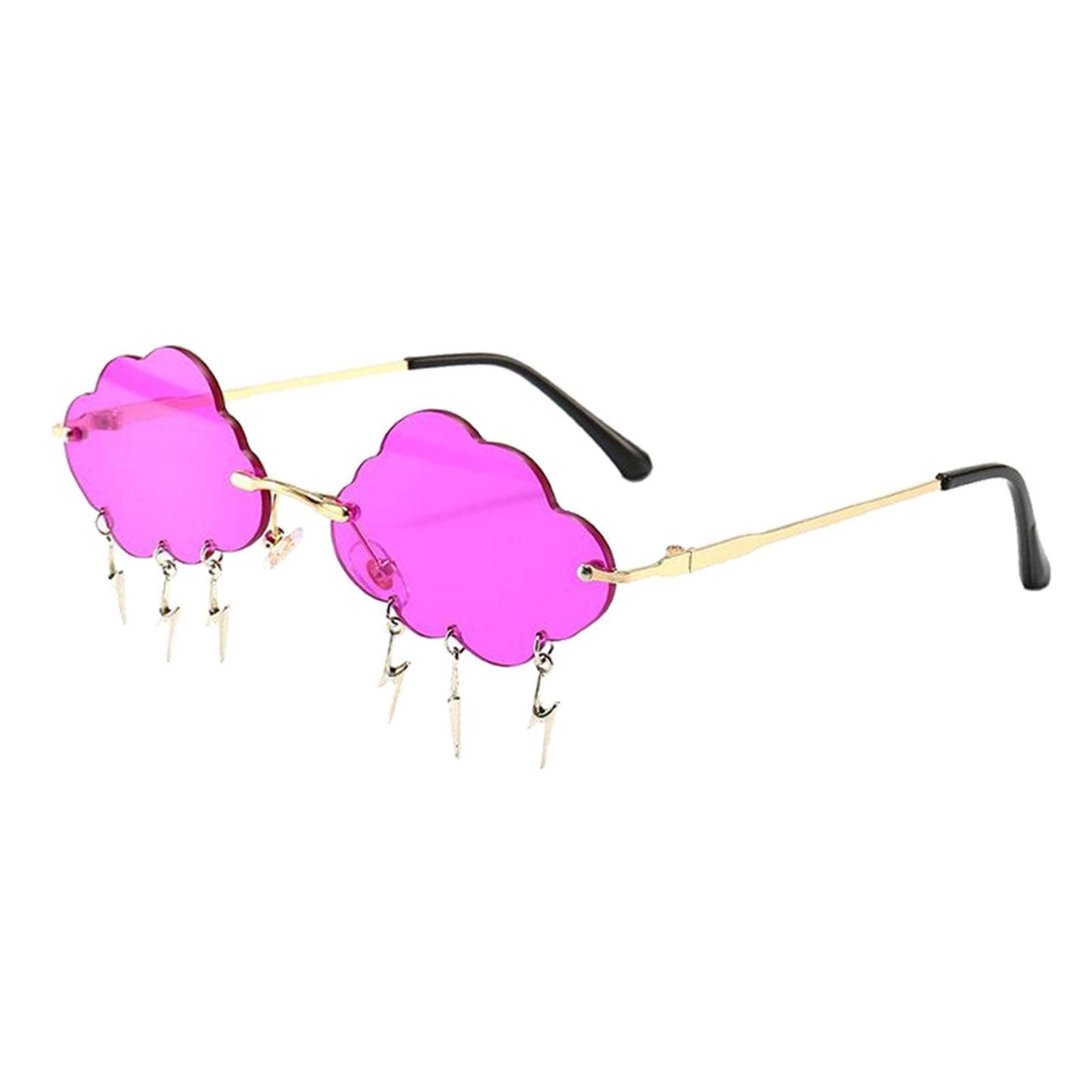 Cloud Sunglasses Lightning Tassel Pendants Colored Lens Eyewear Purple