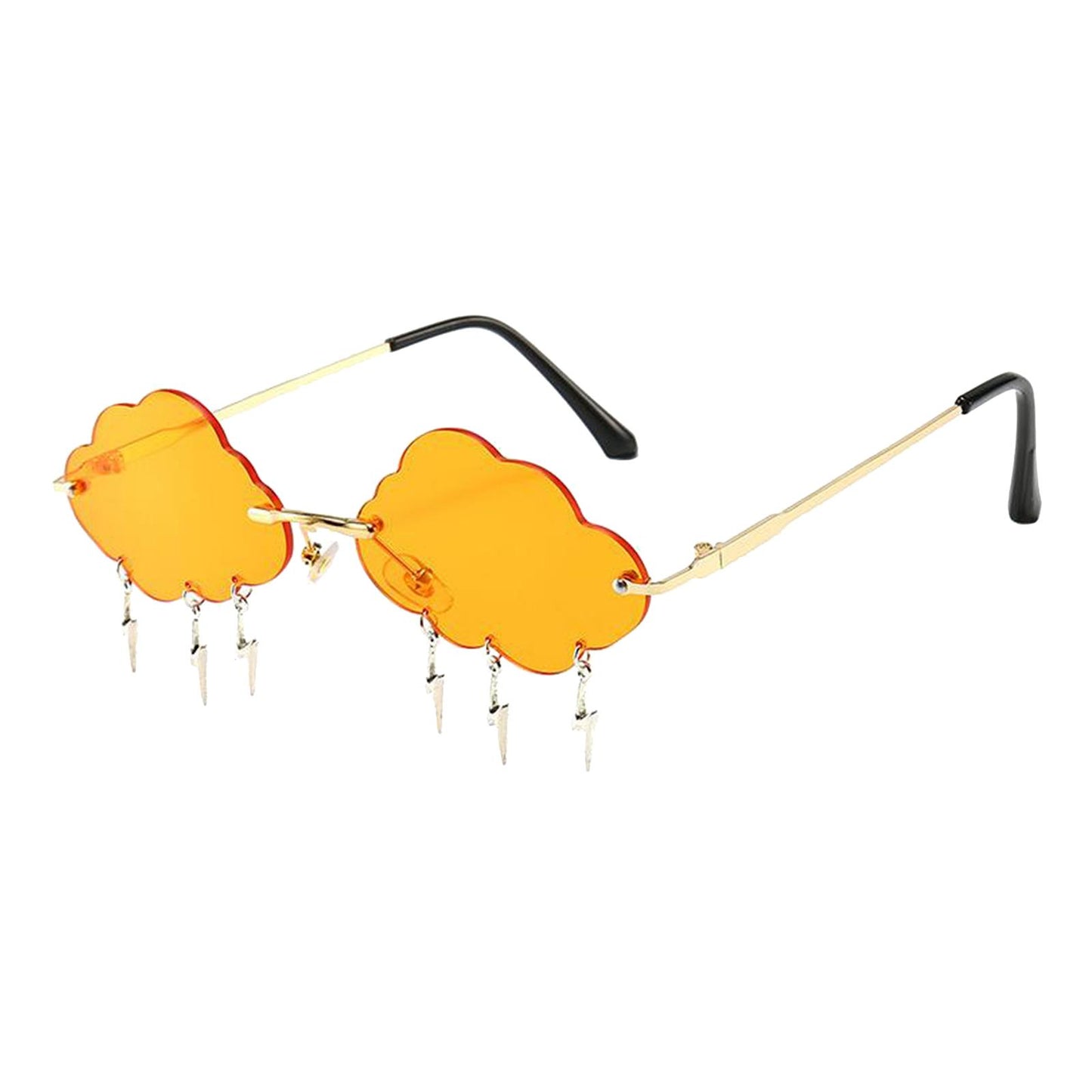 Cloud Sunglasses Lightning Tassel Pendants Colored Lens Eyewear Orange