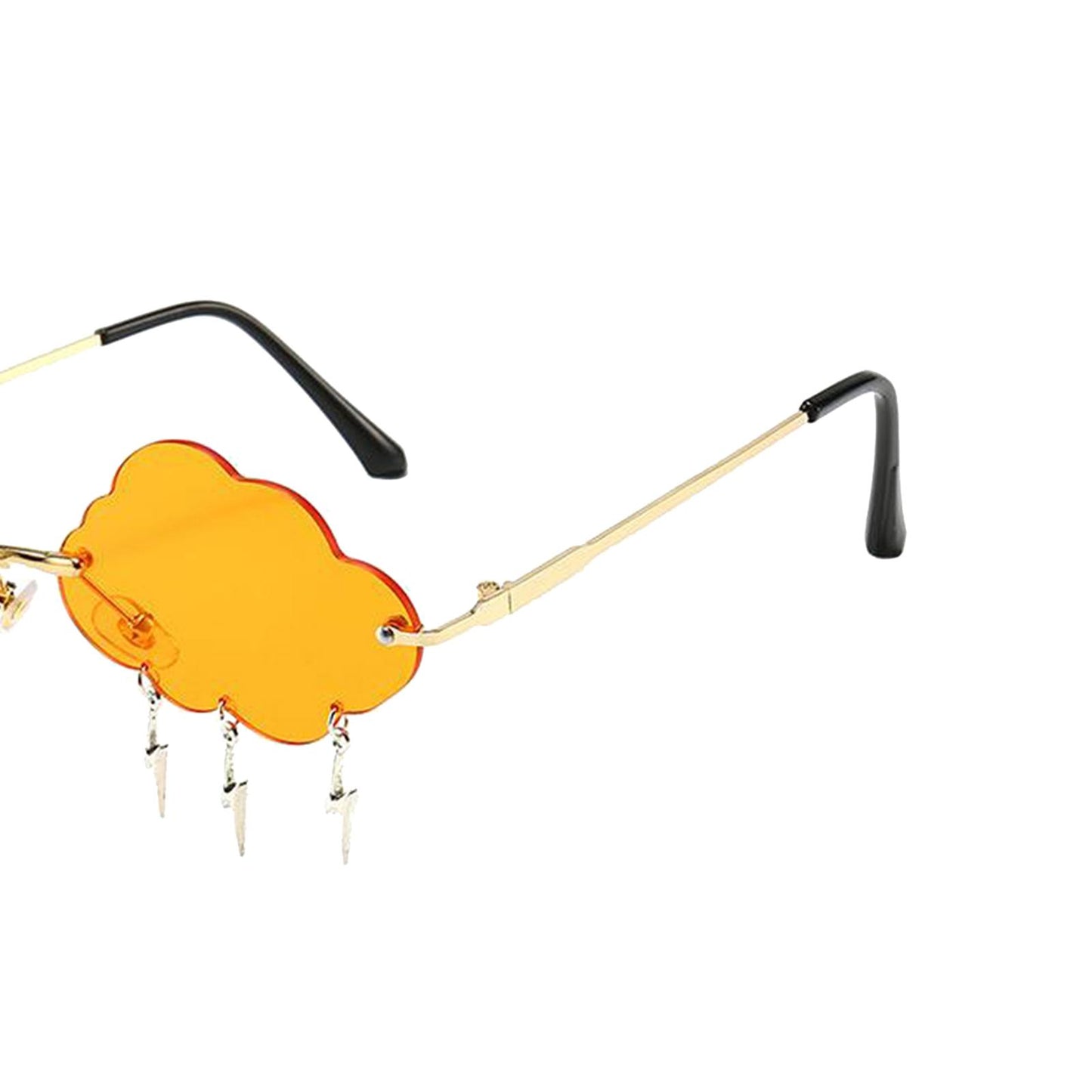 Cloud Sunglasses Lightning Tassel Pendants Colored Lens Eyewear Orange