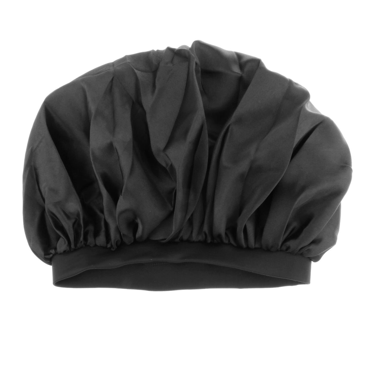 Satin Women Sleep Cap Night Wrap Elastic Sleeping Bonnet Black