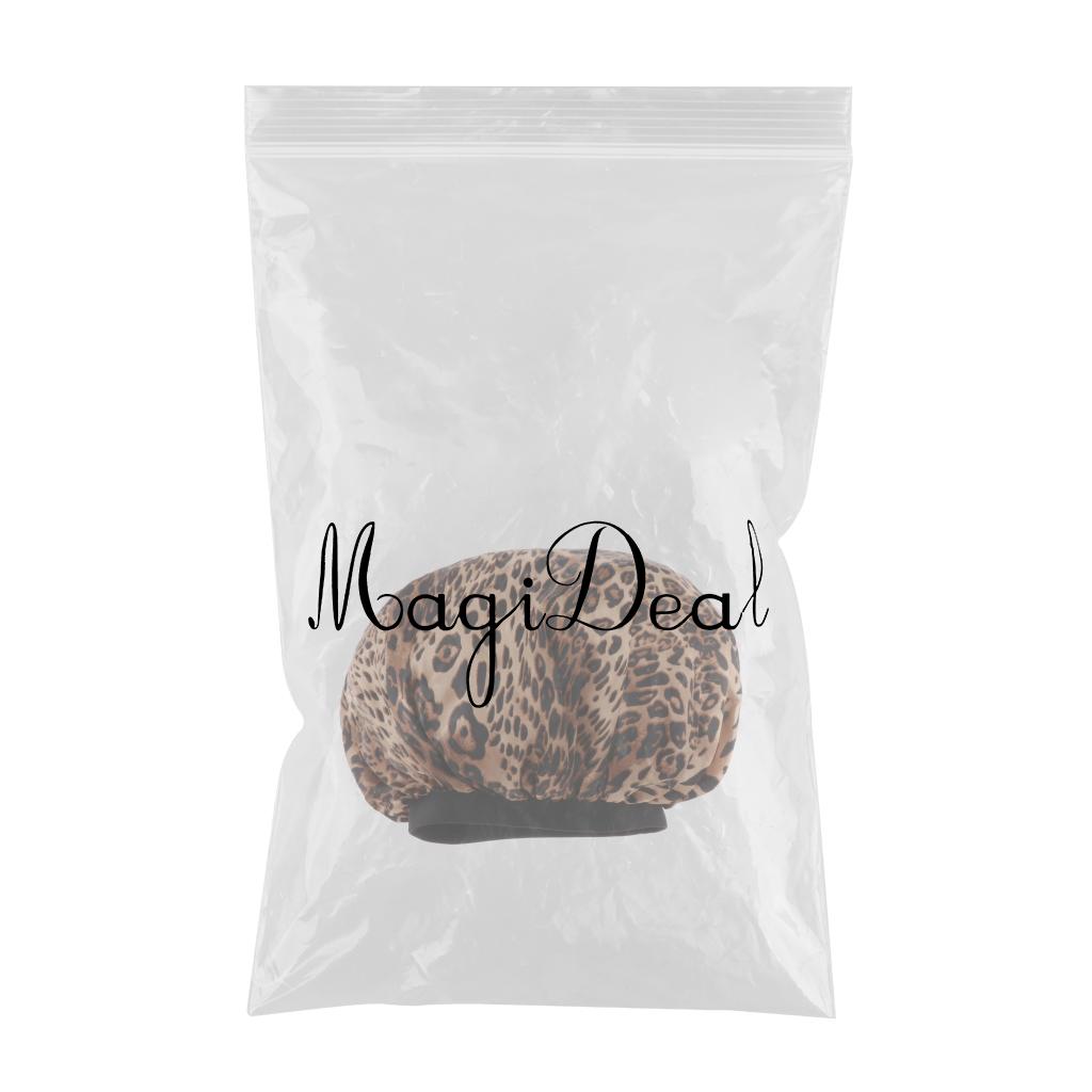 Satin Women Sleep Cap Night Wrap Elastic Sleeping Bonnet Leopard