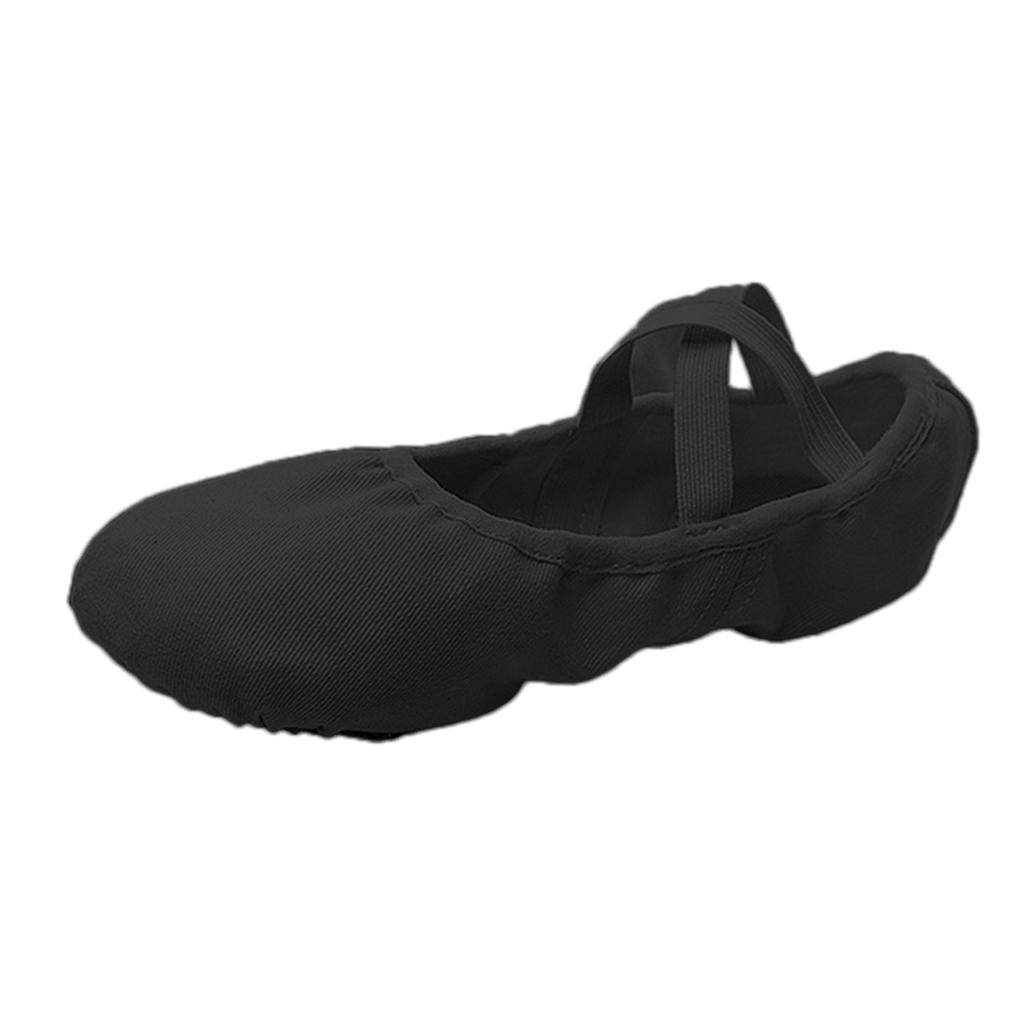 Canvas Ballet Slipper Split-Sole Shoes Fitness Gymnastics Flats Black_34