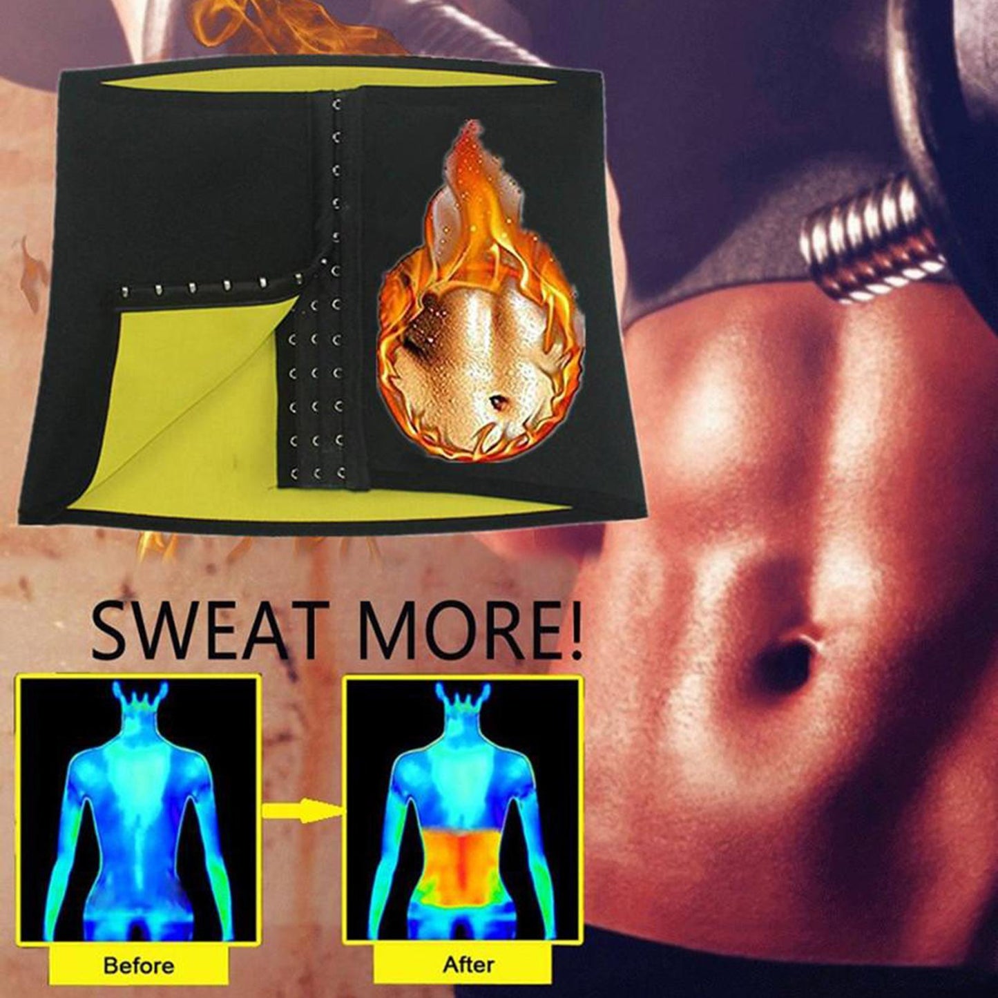 Men Waist Trainer Band Fat Burner Fitness Corset Body Shaper Belt Strap XXXL