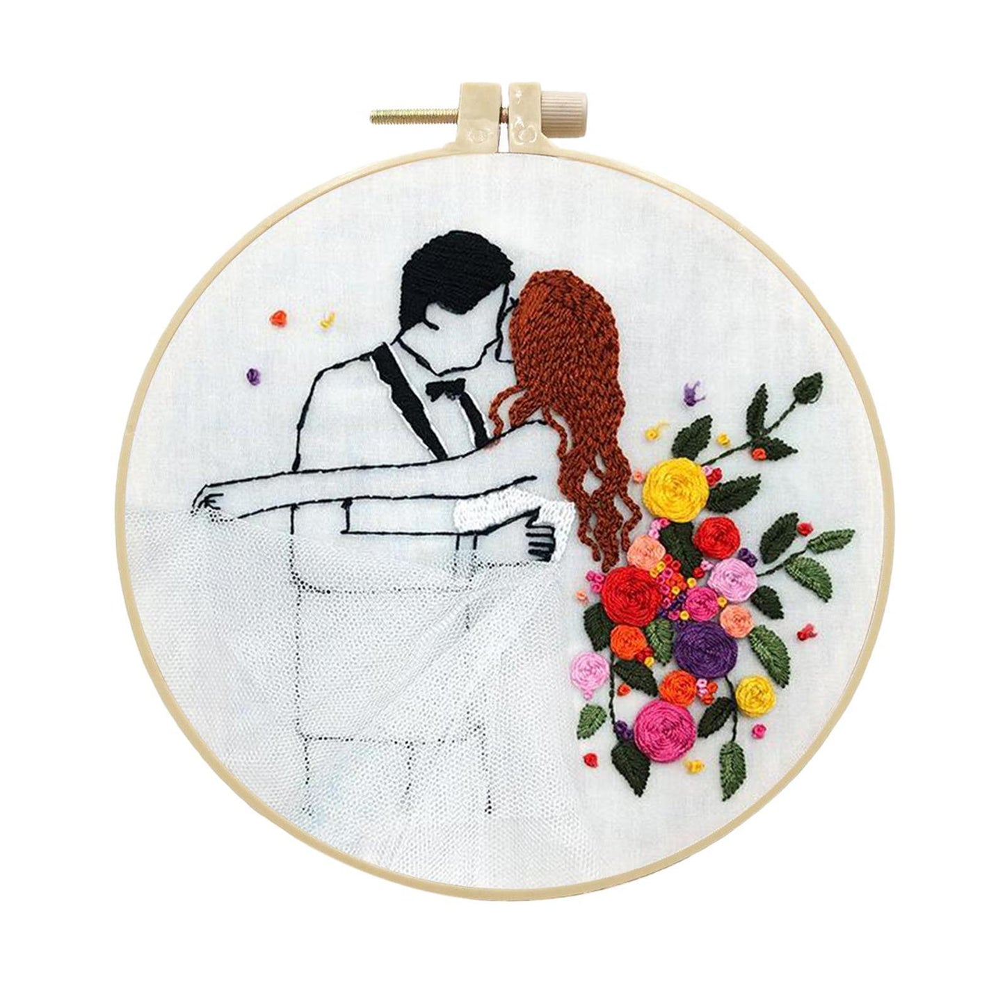 Needle Embroidery Kit with Basic Tools Wedding Valentine's Day Decoration C