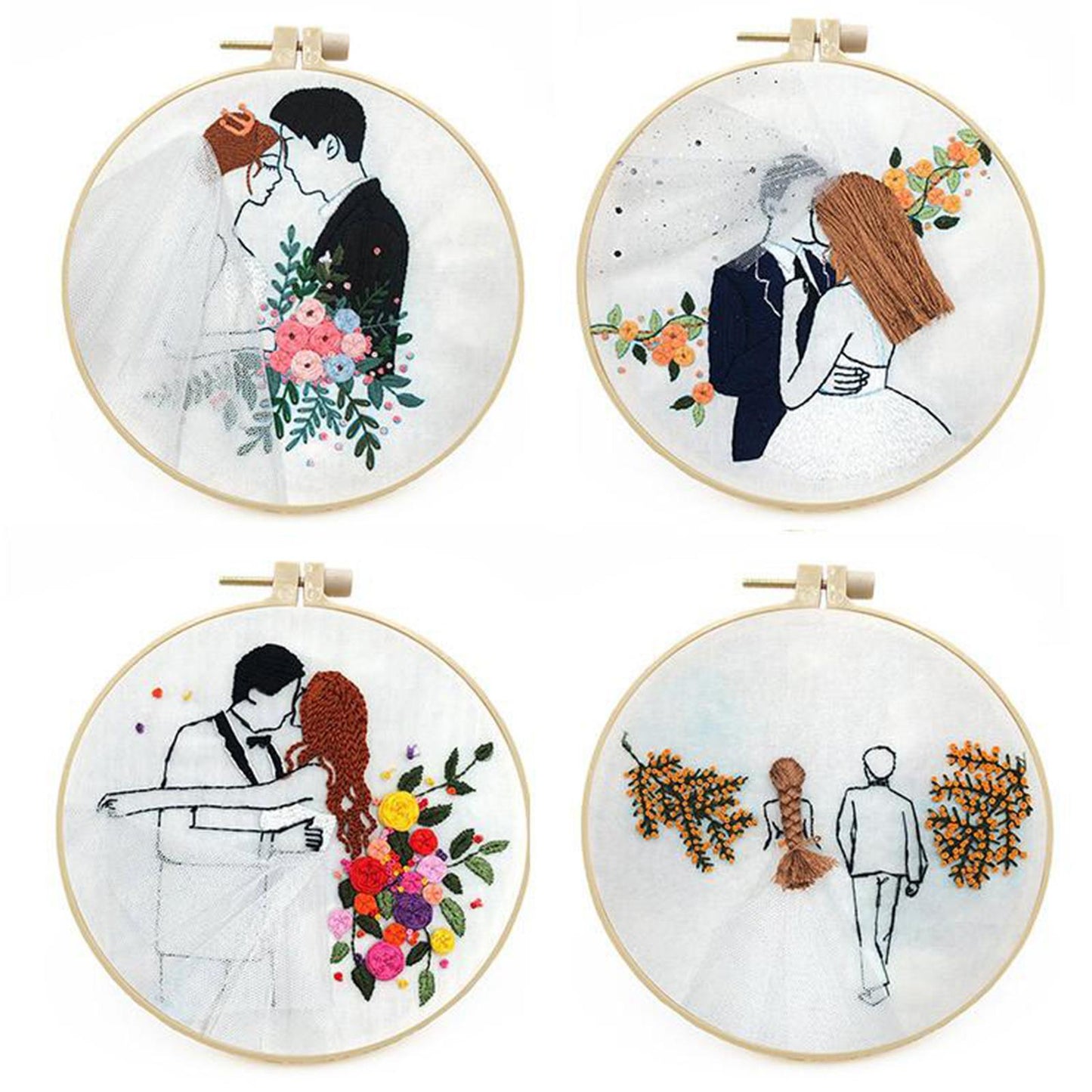 Needle Embroidery Kit with Basic Tools Wedding Valentine's Day Decoration D