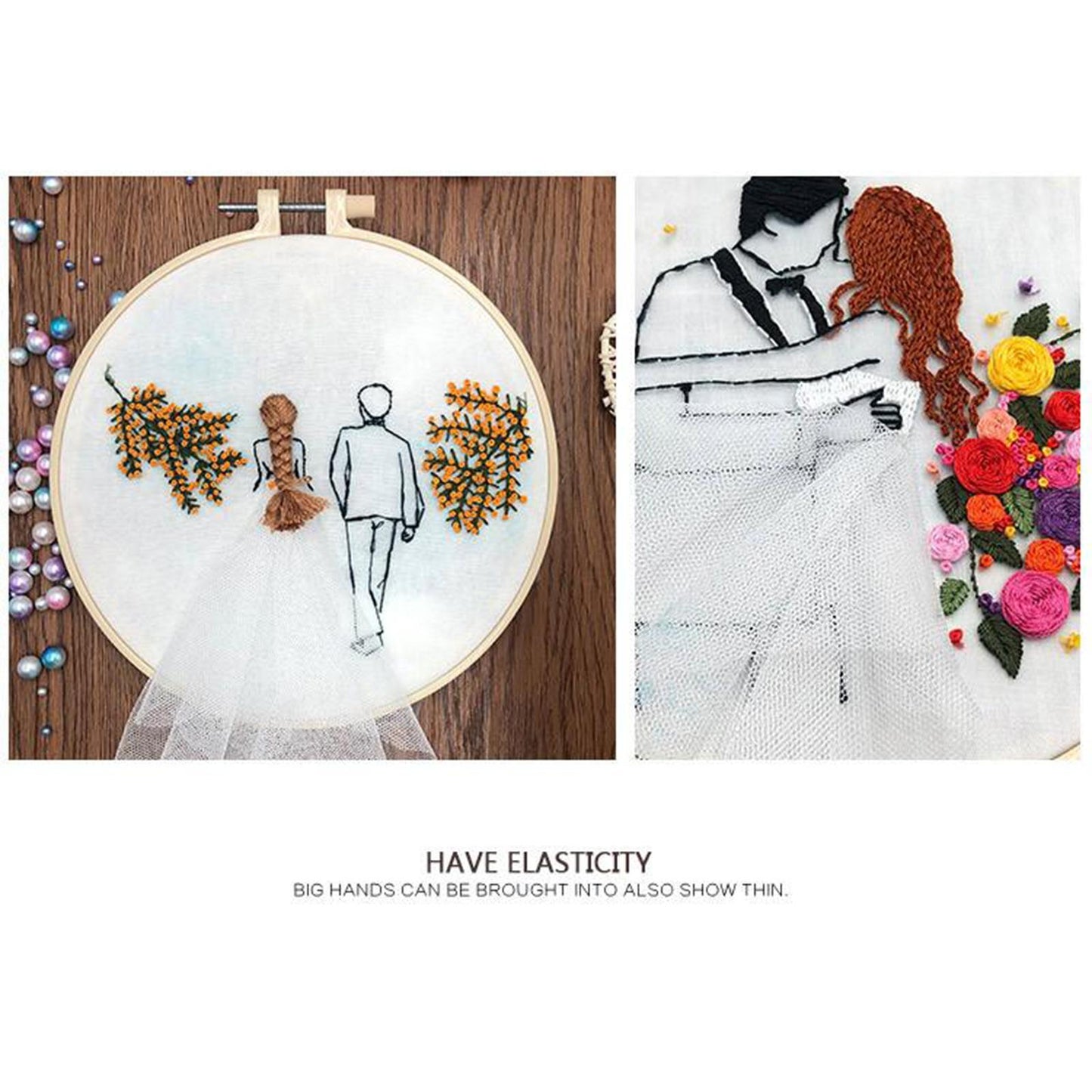 Needle Embroidery Kit with Basic Tools Wedding Valentine's Day Decoration D