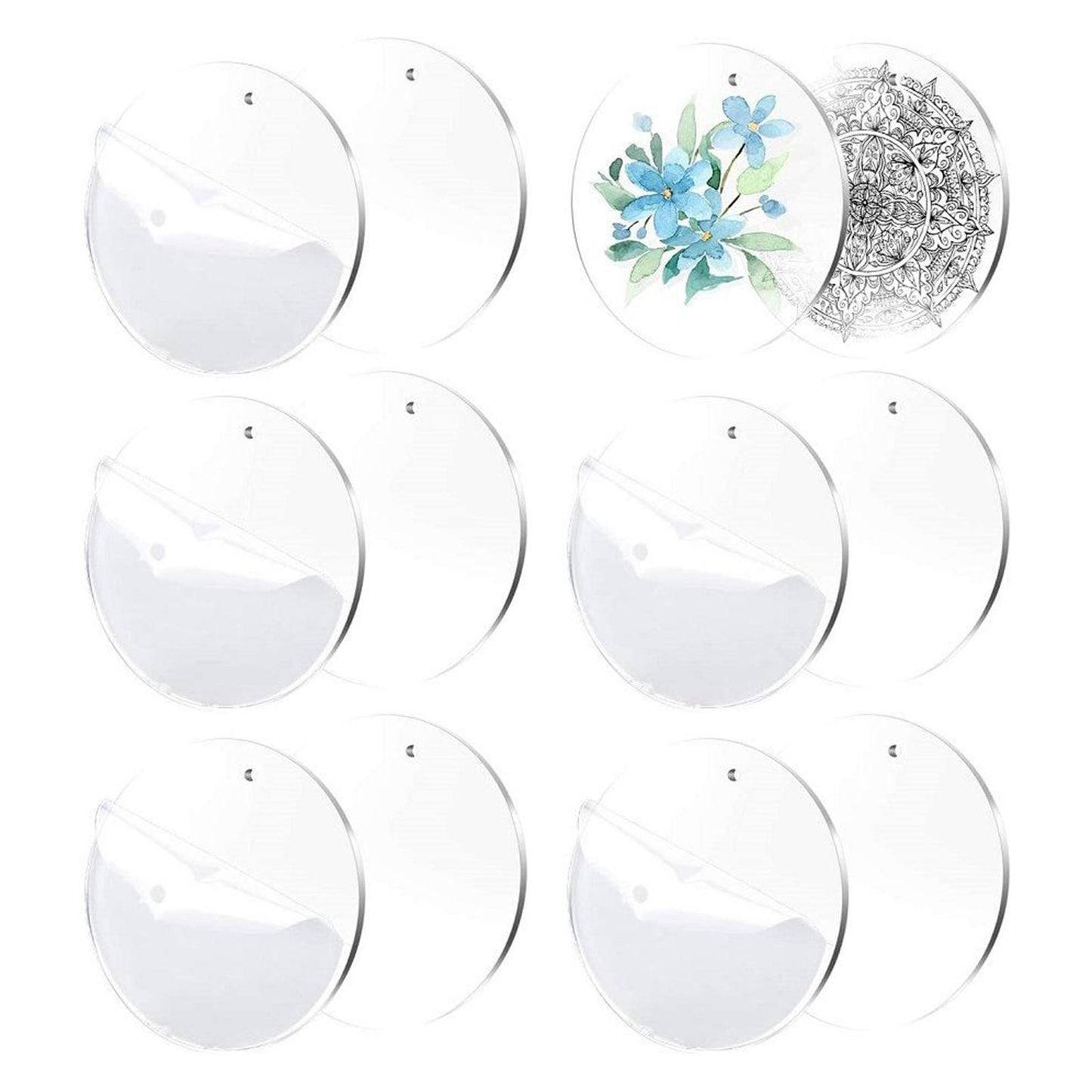 20 DIY Acrylic Clear Circle Discs Keychain Blanks Round DIY Jewelry Pendants