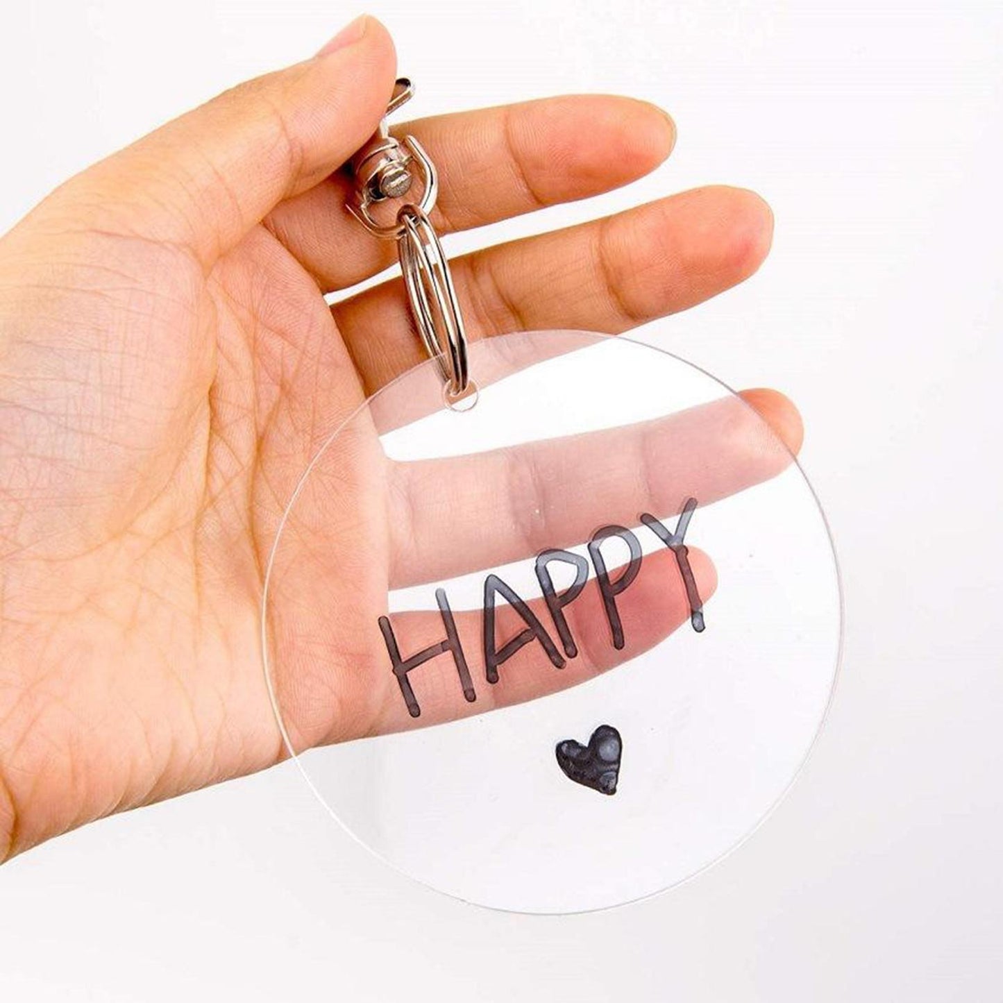 20 DIY Acrylic Clear Circle Discs Keychain Blanks Round DIY Jewelry Pendants