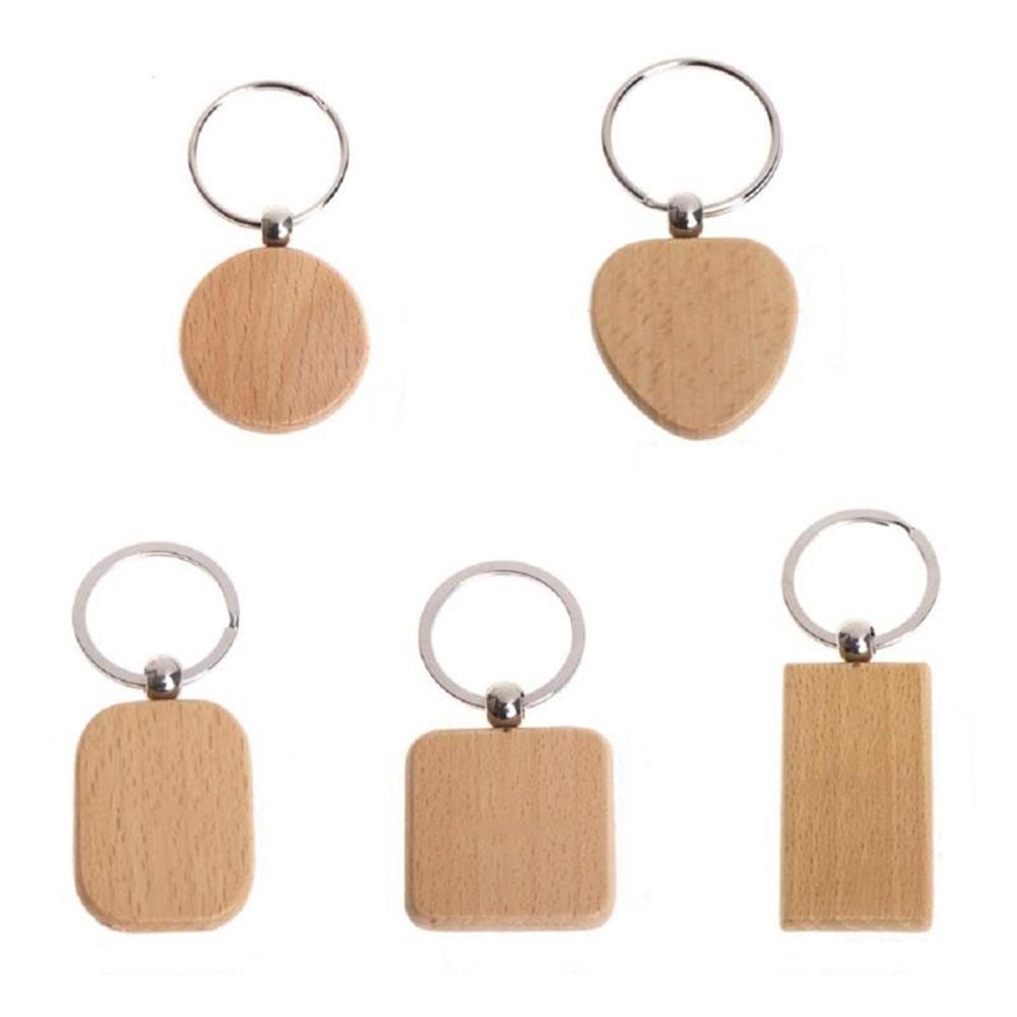 25x Blank Wood Keychain Key Rings Tags Charms Handbag Purse Hanging Pendants