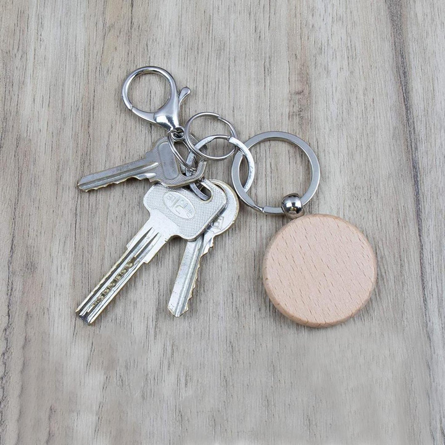 25x Blank Wood Keychain Key Rings Tags Charms Handbag Purse Hanging Pendants