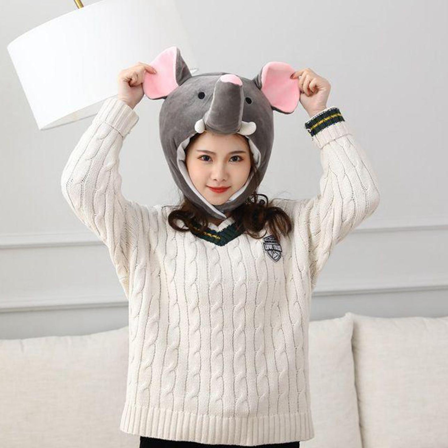 Party Hat Elephant Gray Cosplay Costume Headdress Animal Novelty Beanie Hats