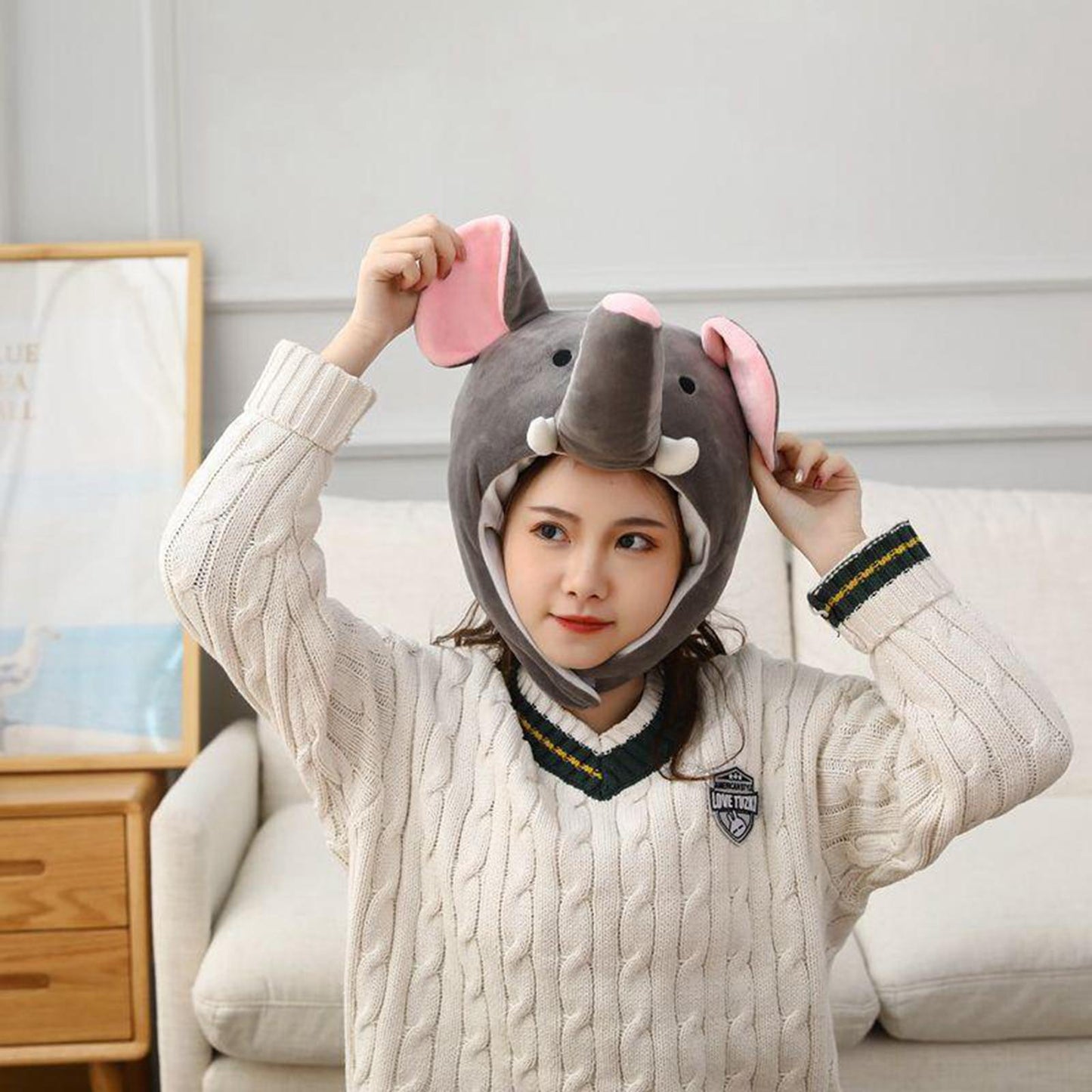 Party Hat Elephant Gray Cosplay Costume Headdress Animal Novelty Beanie Hats