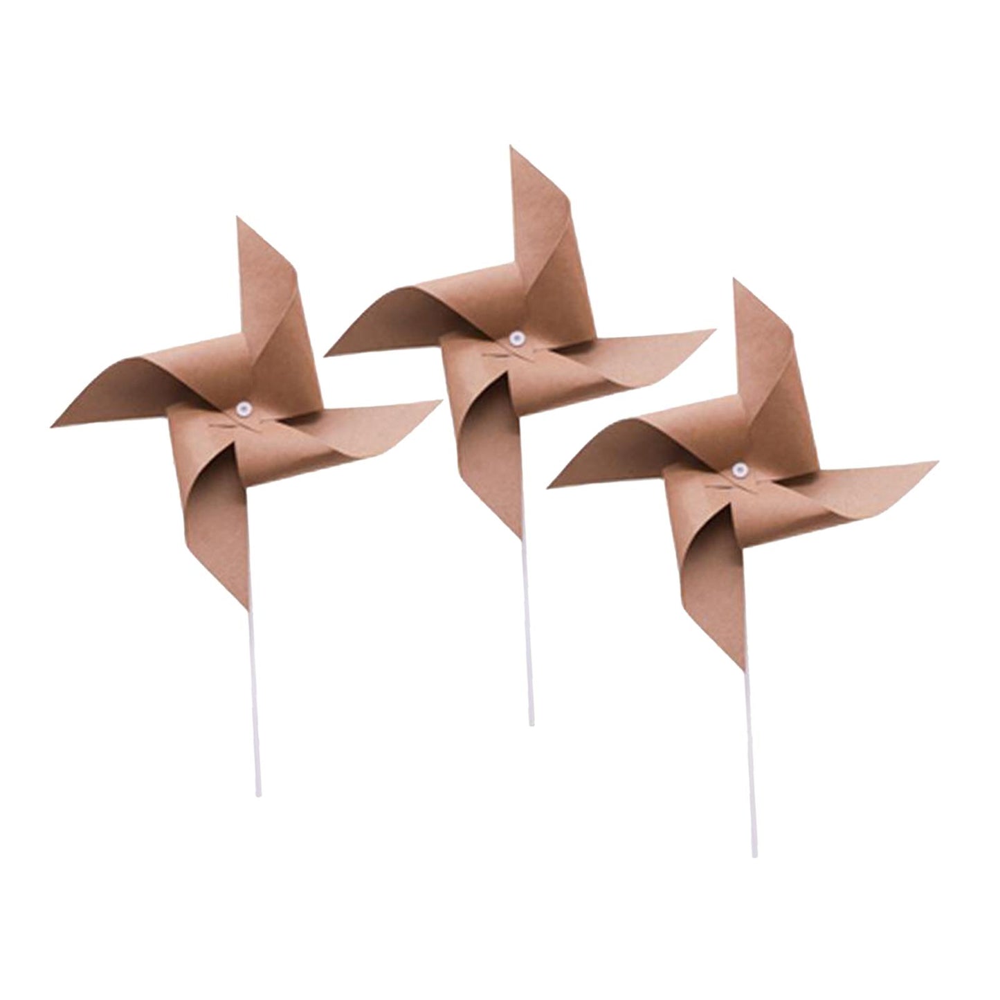 3Pcs Kraft Windmill Pinwheel Wind Spinner Garden Wedding Party Decor